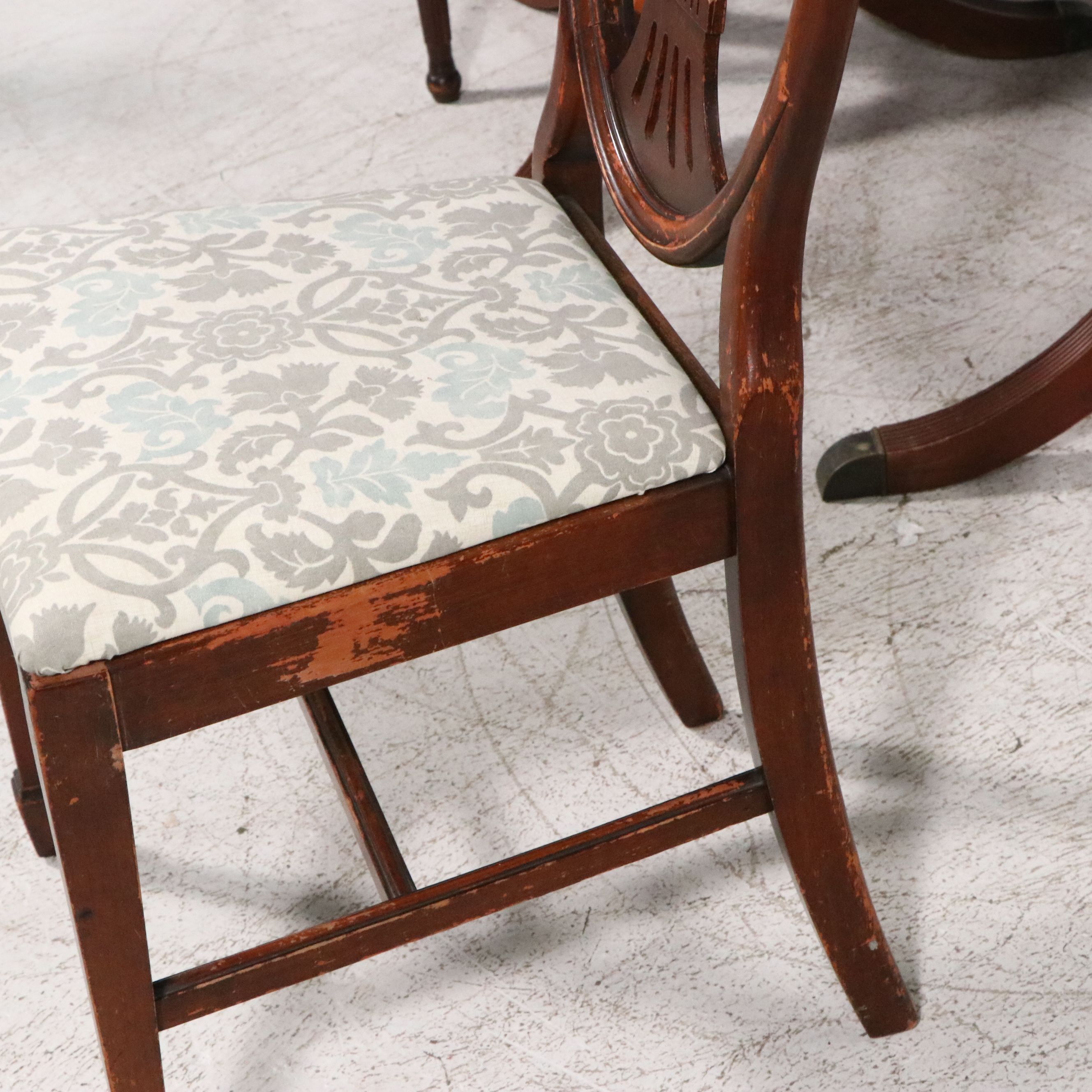 Eleven-Piece Duncan Phyfe Style Mahogany Dining Set with Shield-Back Chairs