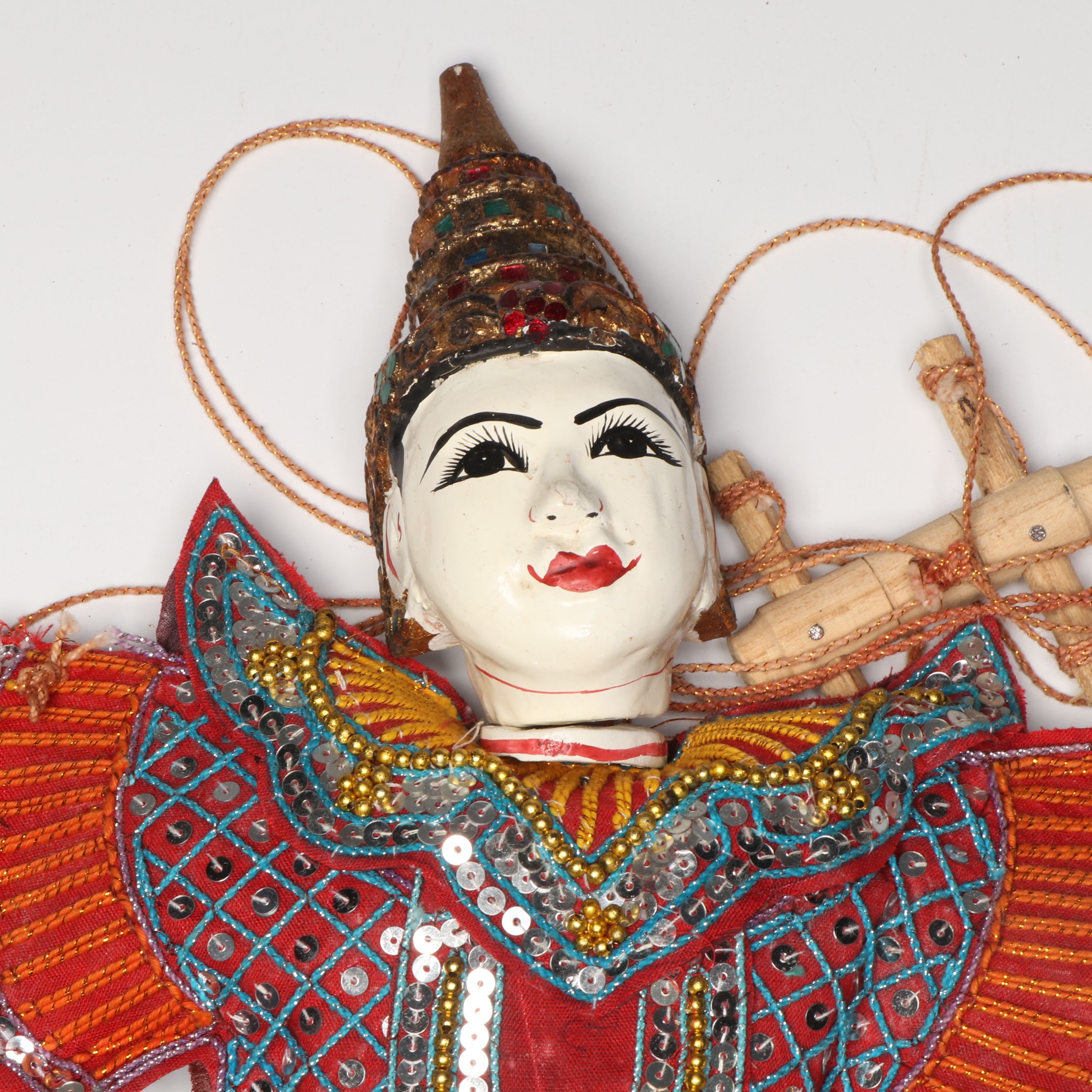 Chinese Hand Puppet with Nepalese and Embellished Thai Marionettes