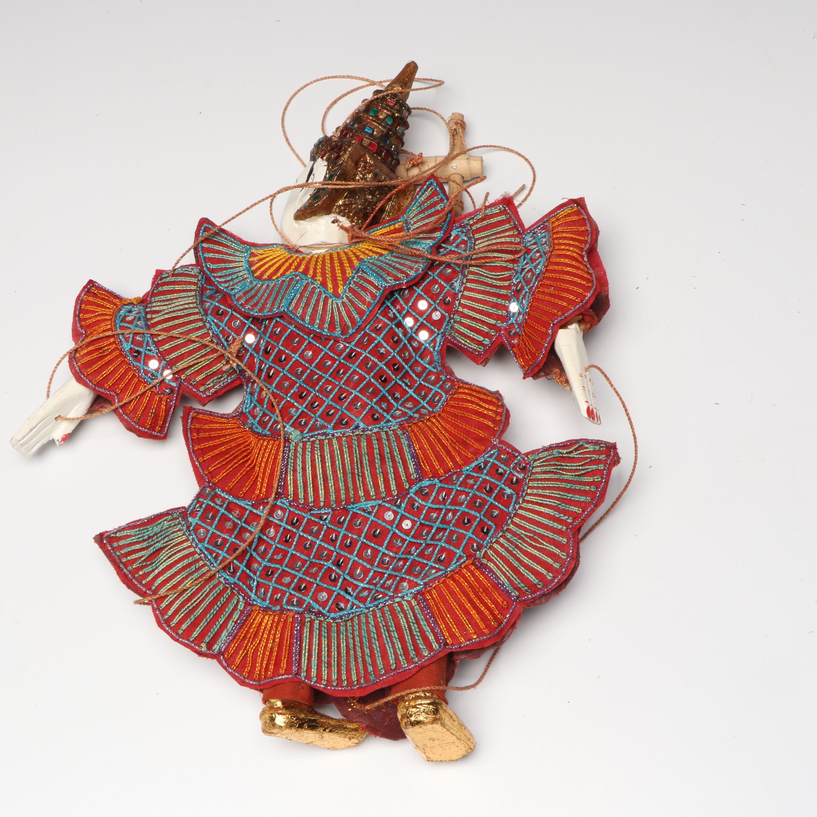 Chinese Hand Puppet with Nepalese and Embellished Thai Marionettes