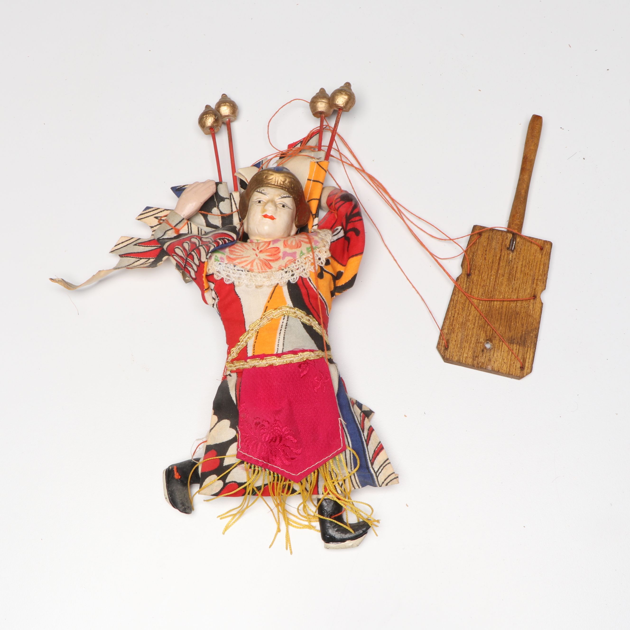Chinese Hand Puppet with Nepalese and Embellished Thai Marionettes