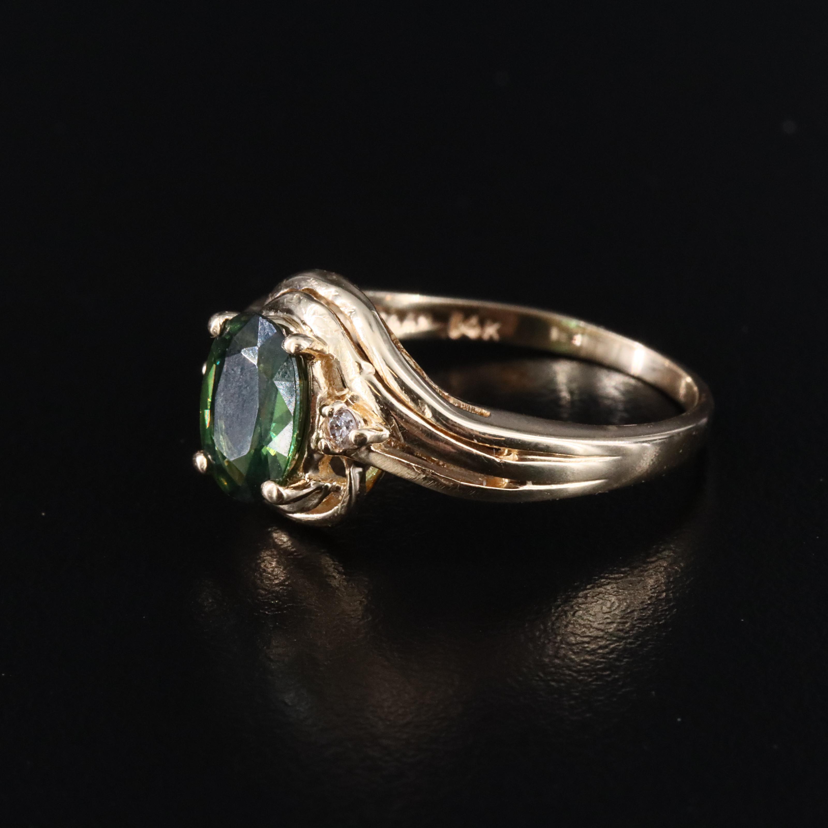 14K Green Sapphire and Diamond Ring