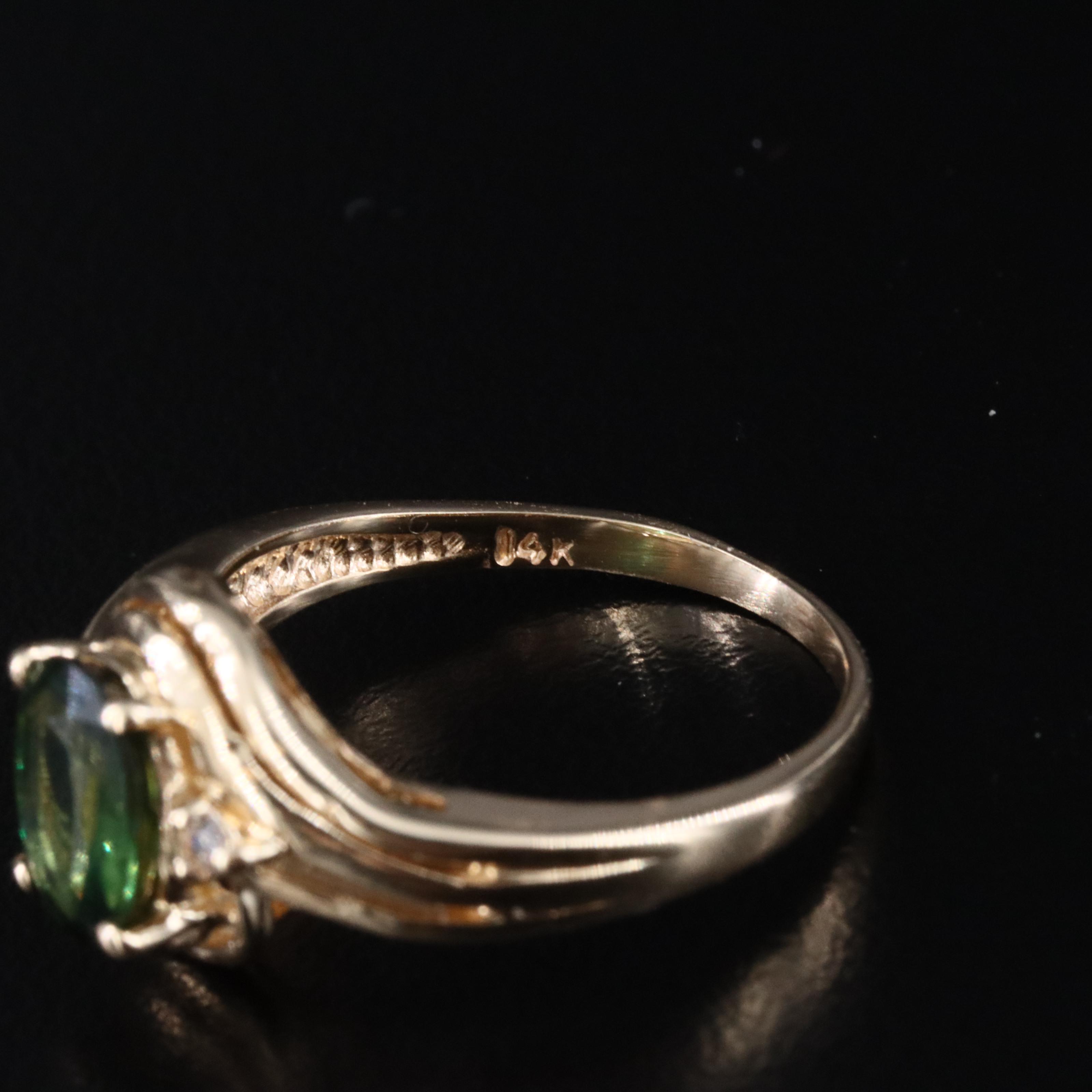 14K Green Sapphire and Diamond Ring