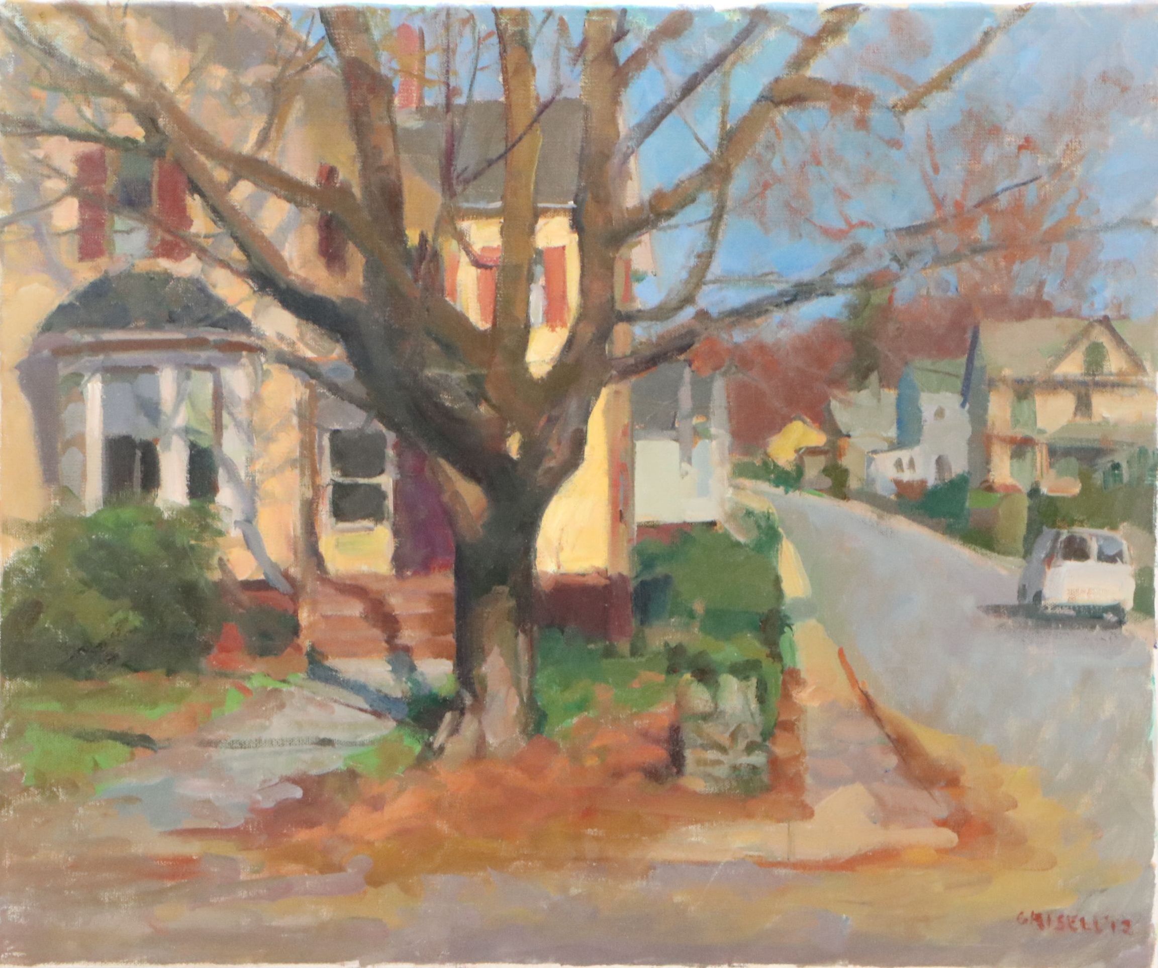Susan Grisell Landscape Oil Painting of Neighborhood Scene, 2012