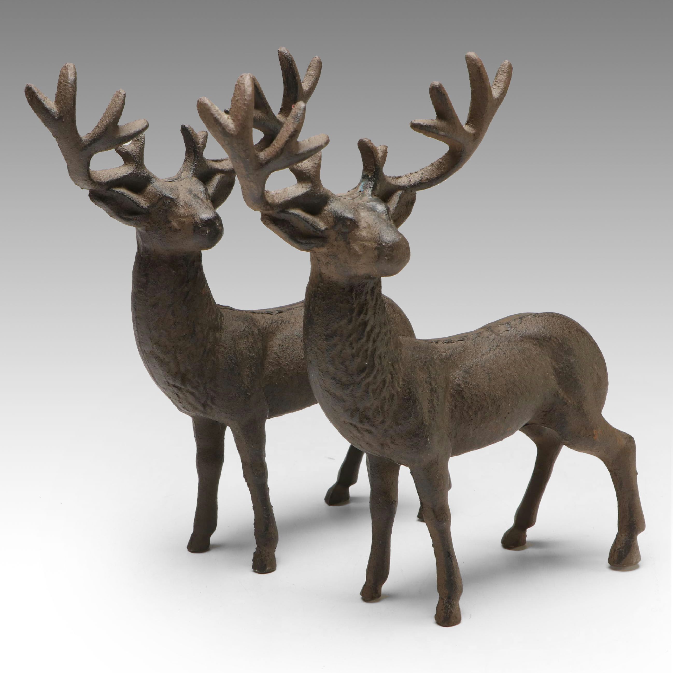 German Style Gilt Cast Metal Stag Figures, Early 20th Century