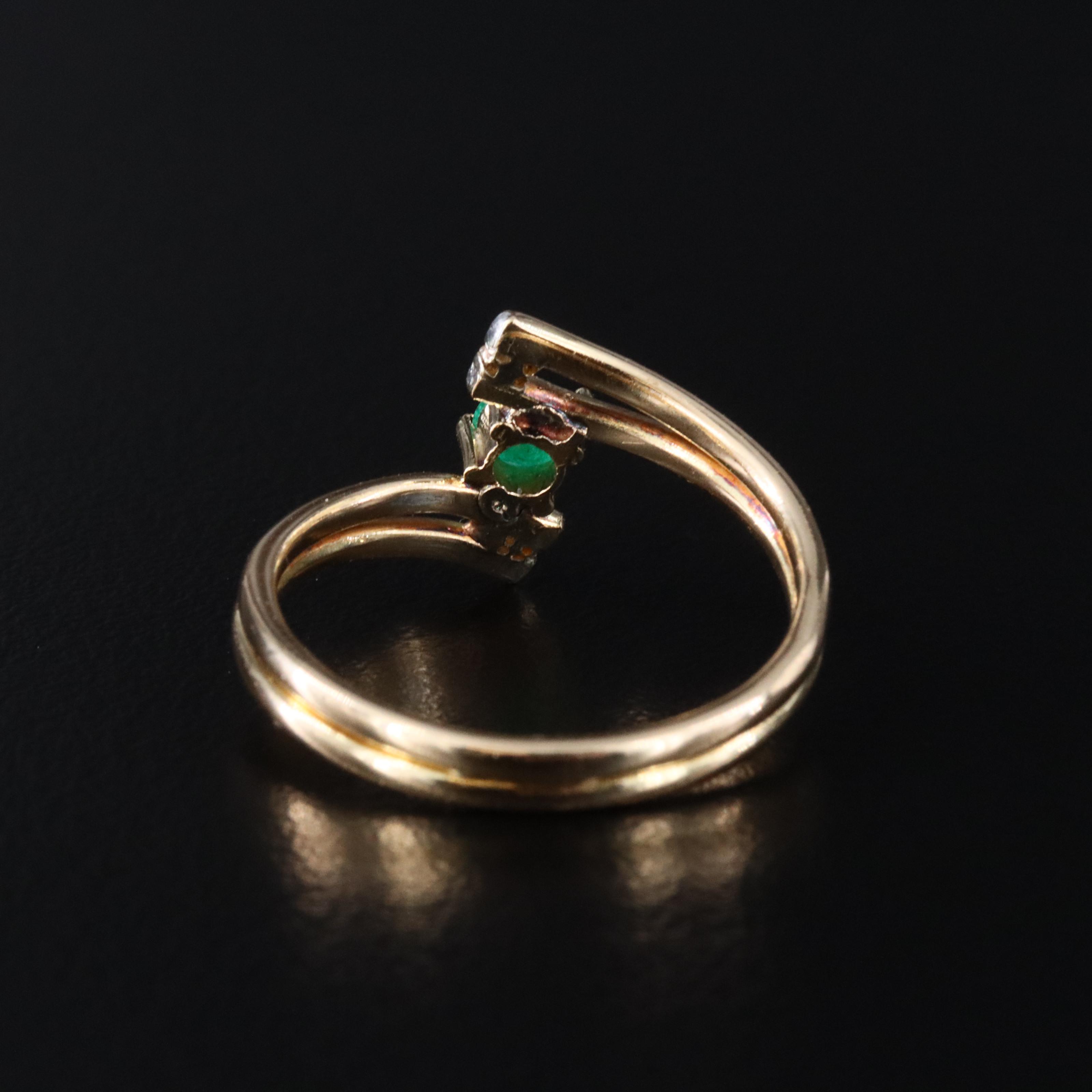18K Emerald Bypass Ring