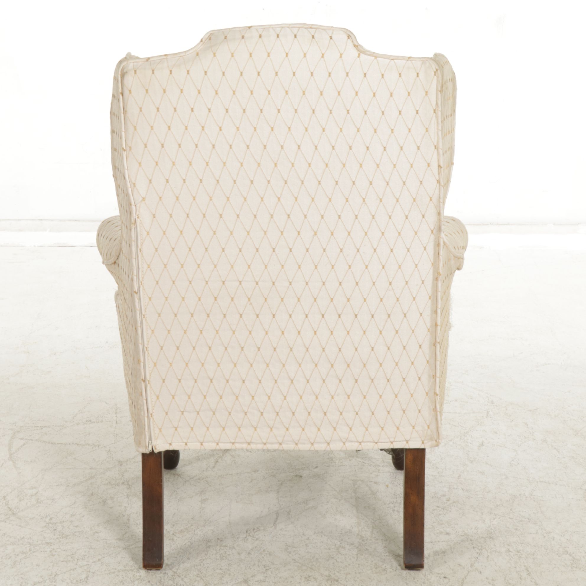 Queen Anne Style Wingback Armchair with Slipcover Upholstery