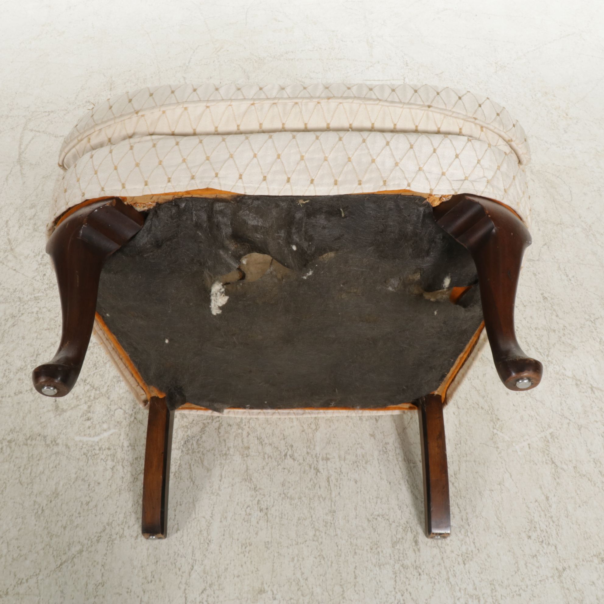 Queen Anne Style Wingback Armchair with Slipcover Upholstery