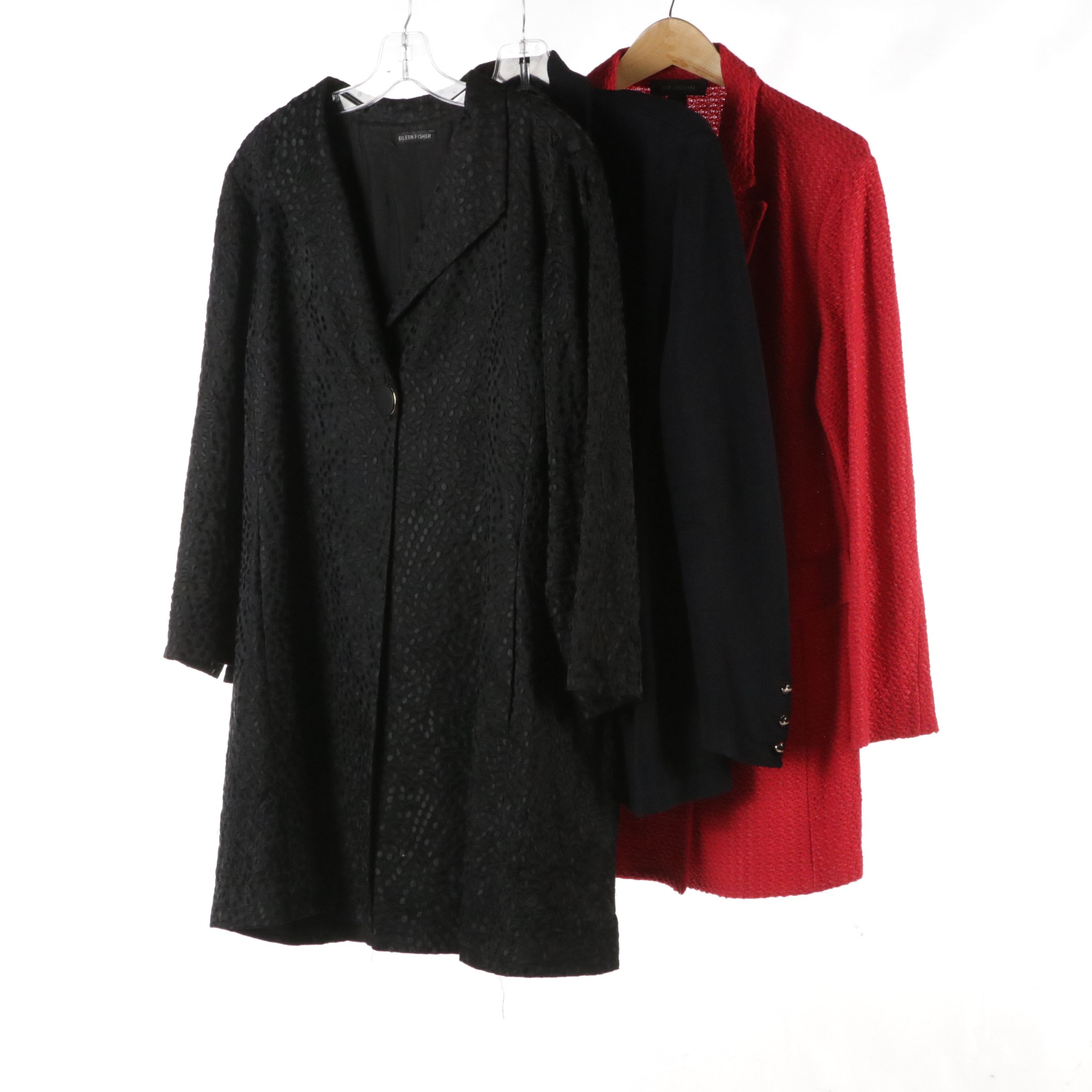 St. John Knit Jackets and Eileen Fisher Embroidered Silk Evening Jacket