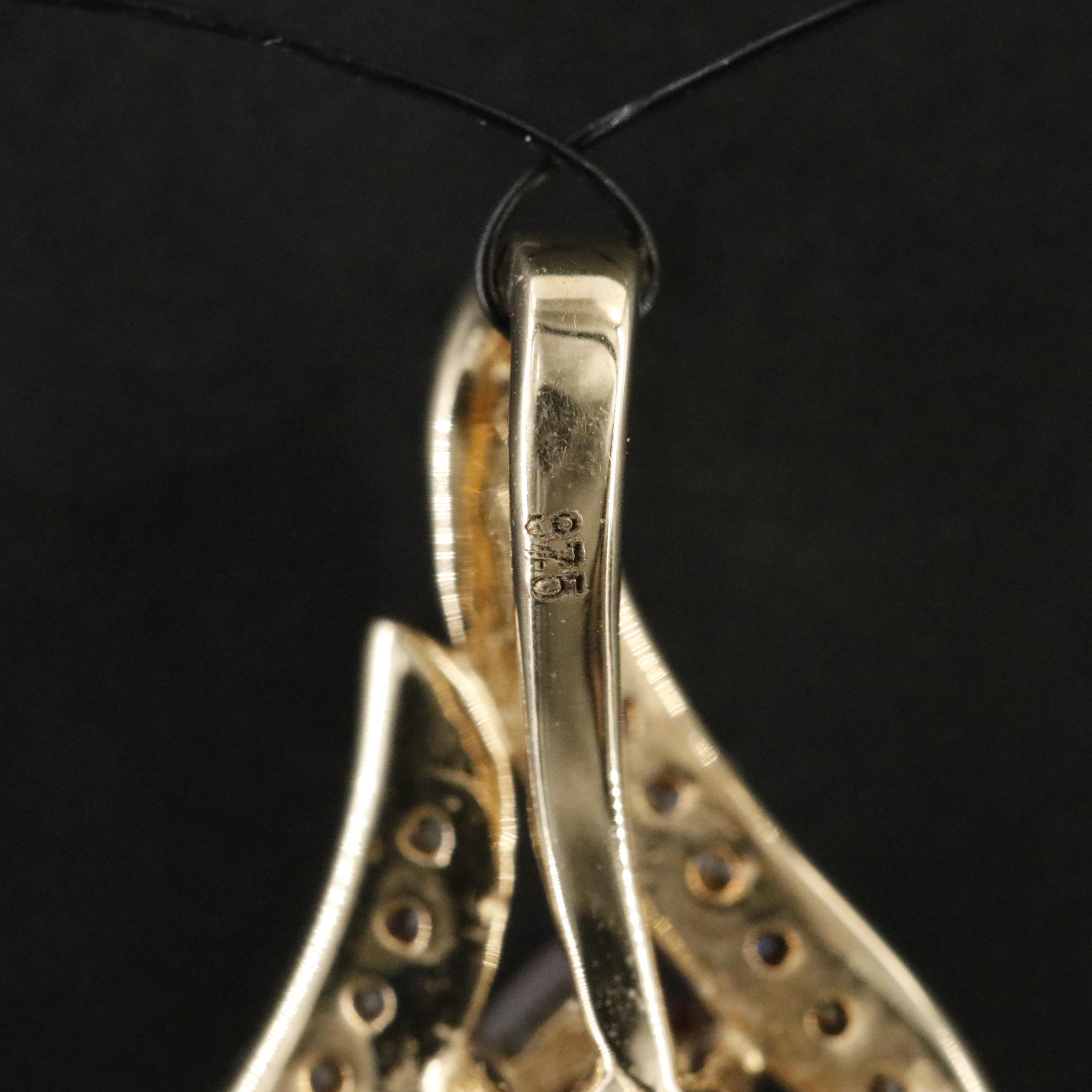 9K Labradorite and Diamond Pendant