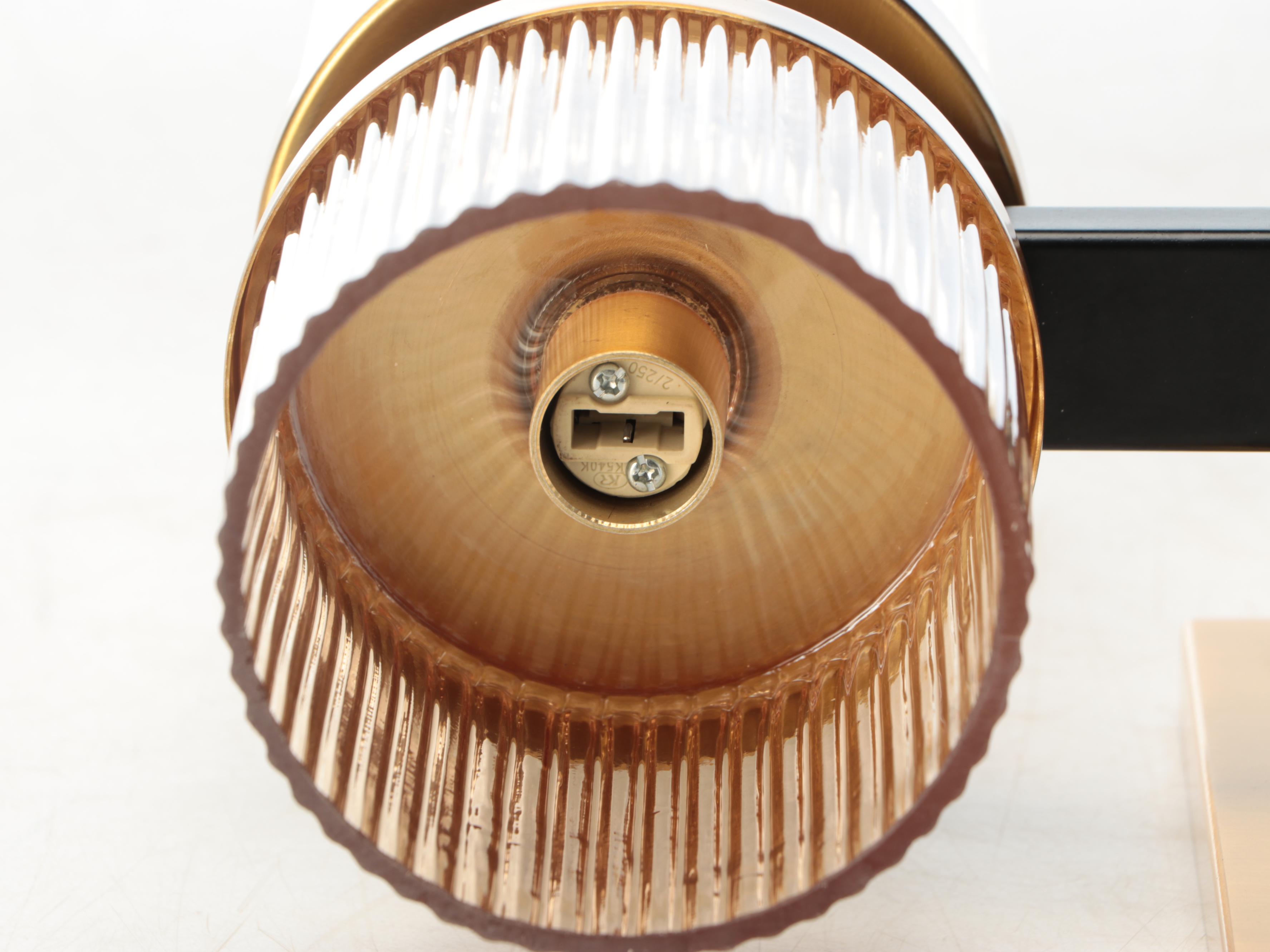 Pair of Stiffel "Palais" Three-Light Wall Sconces with Ribbed Glass Sconces