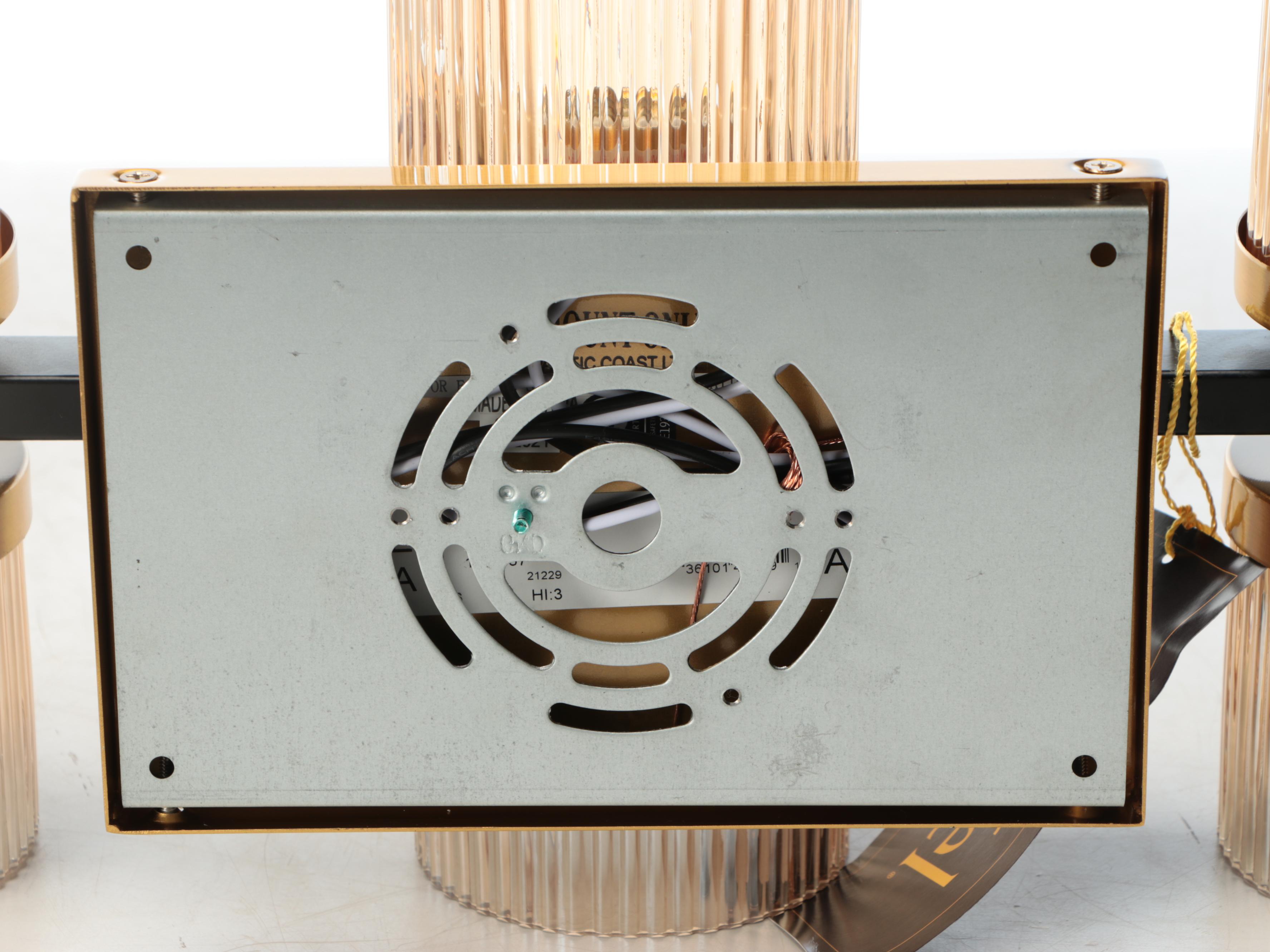 Pair of Stiffel "Palais" Three-Light Wall Sconces with Ribbed Glass Sconces