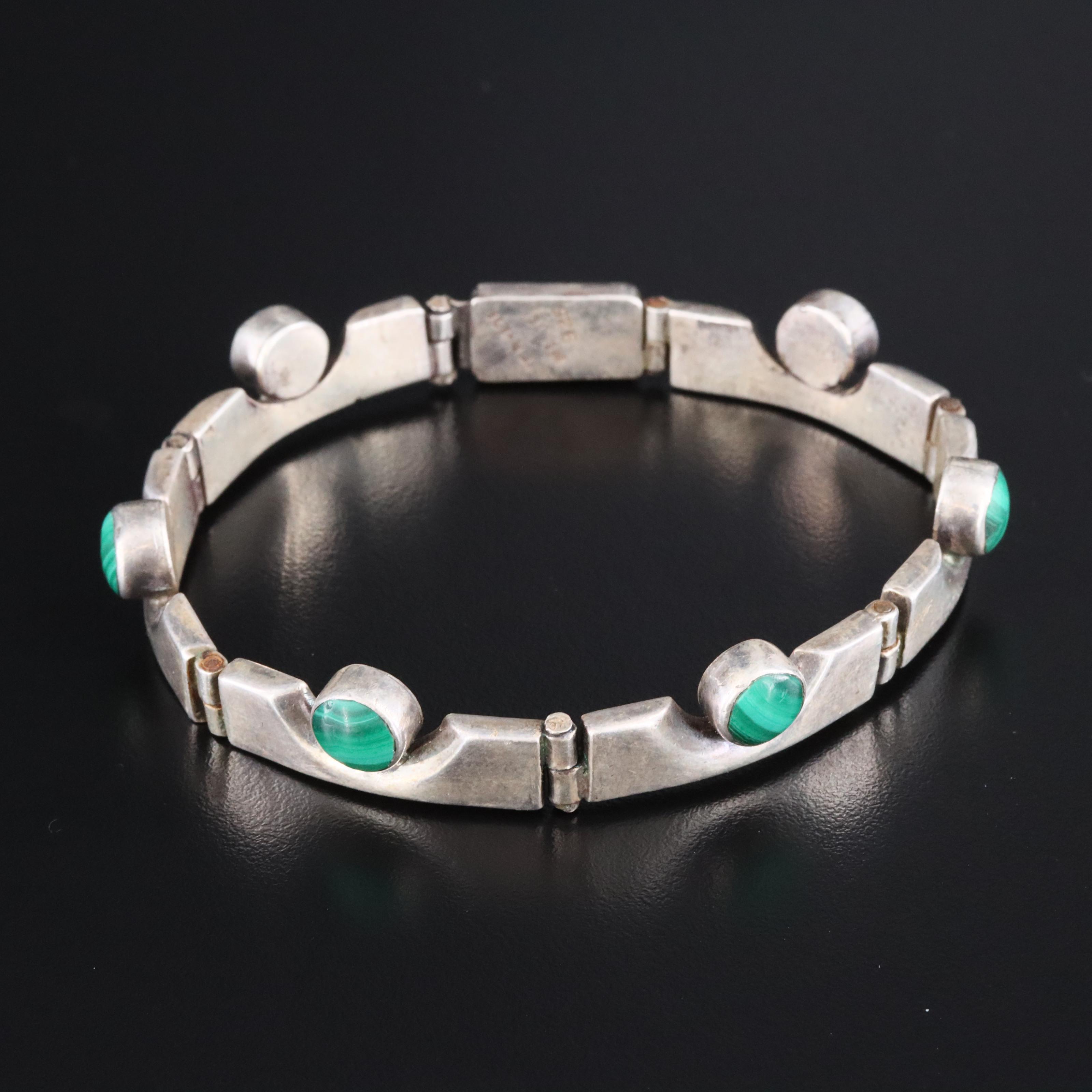 Sterling Figaro Chain, Turquoise and Malachite Bracelets