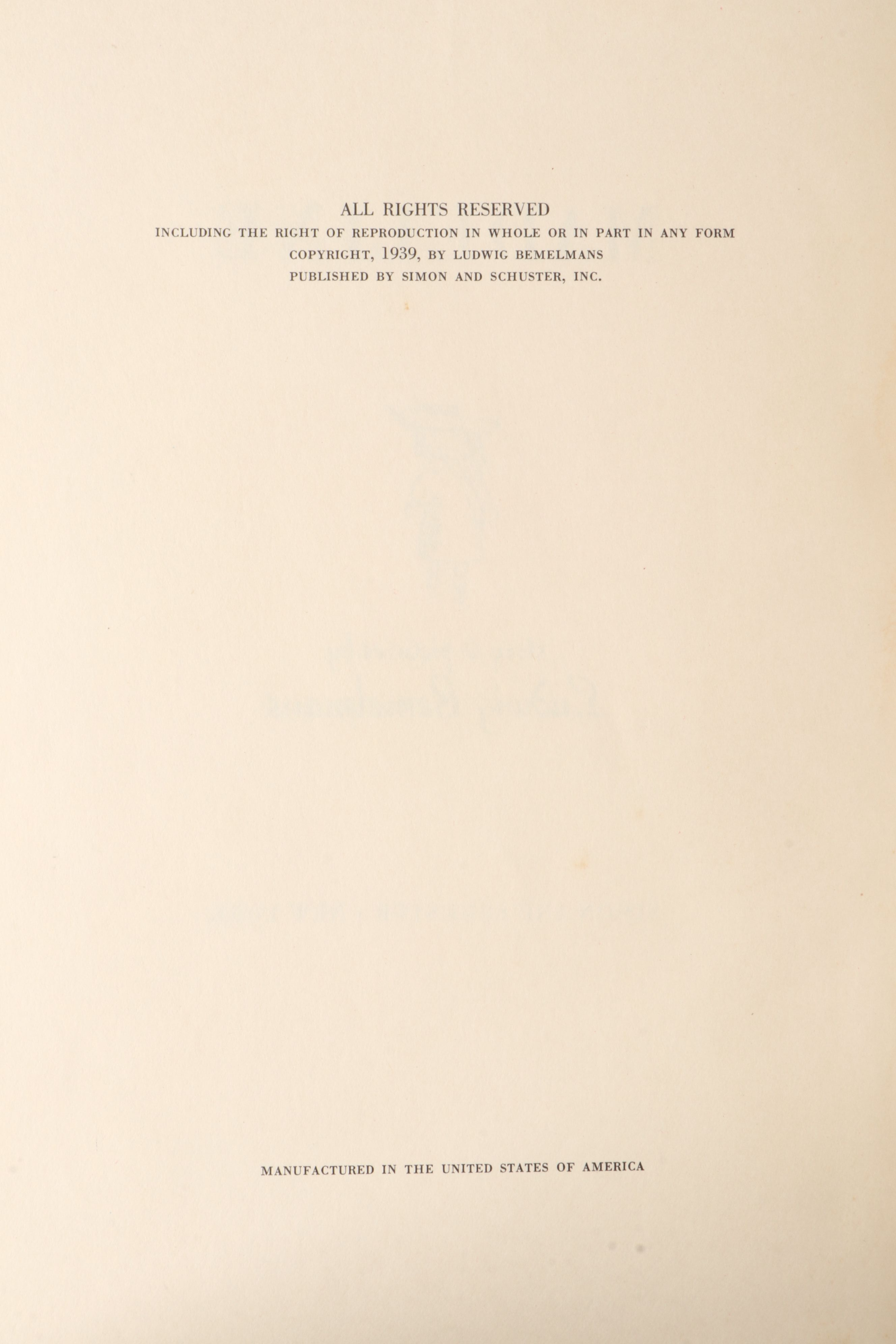 Early Printing "Madeline" by Ludwig Bemelmans, 1939