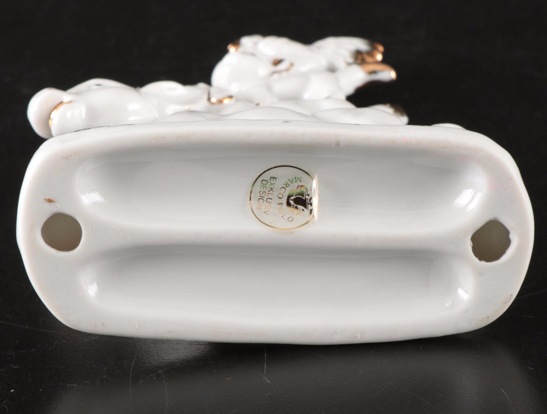 Porcelain "Goldfinch" Figure with McCoy Creamer and Other Décor