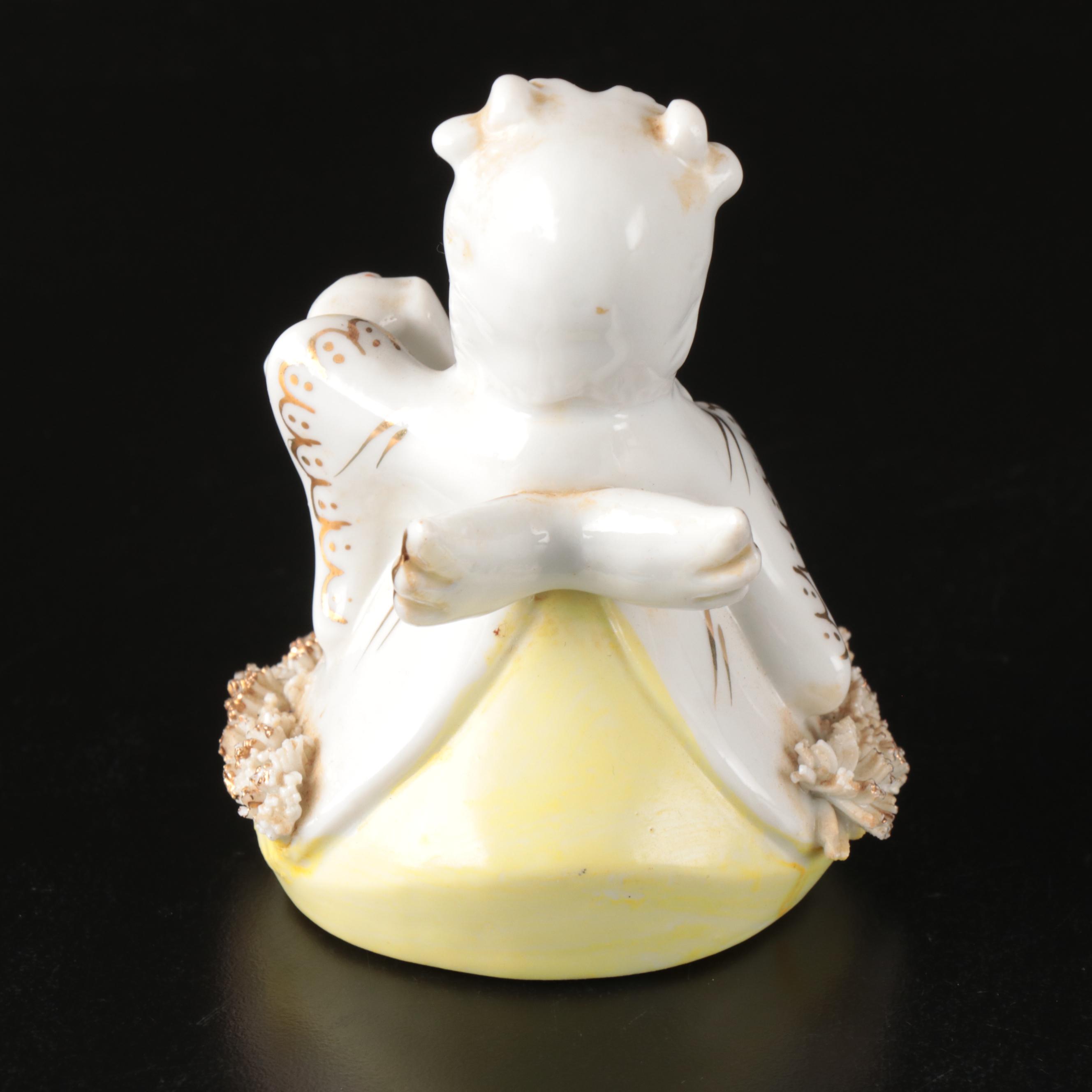 Porcelain "Goldfinch" Figure with McCoy Creamer and Other Décor