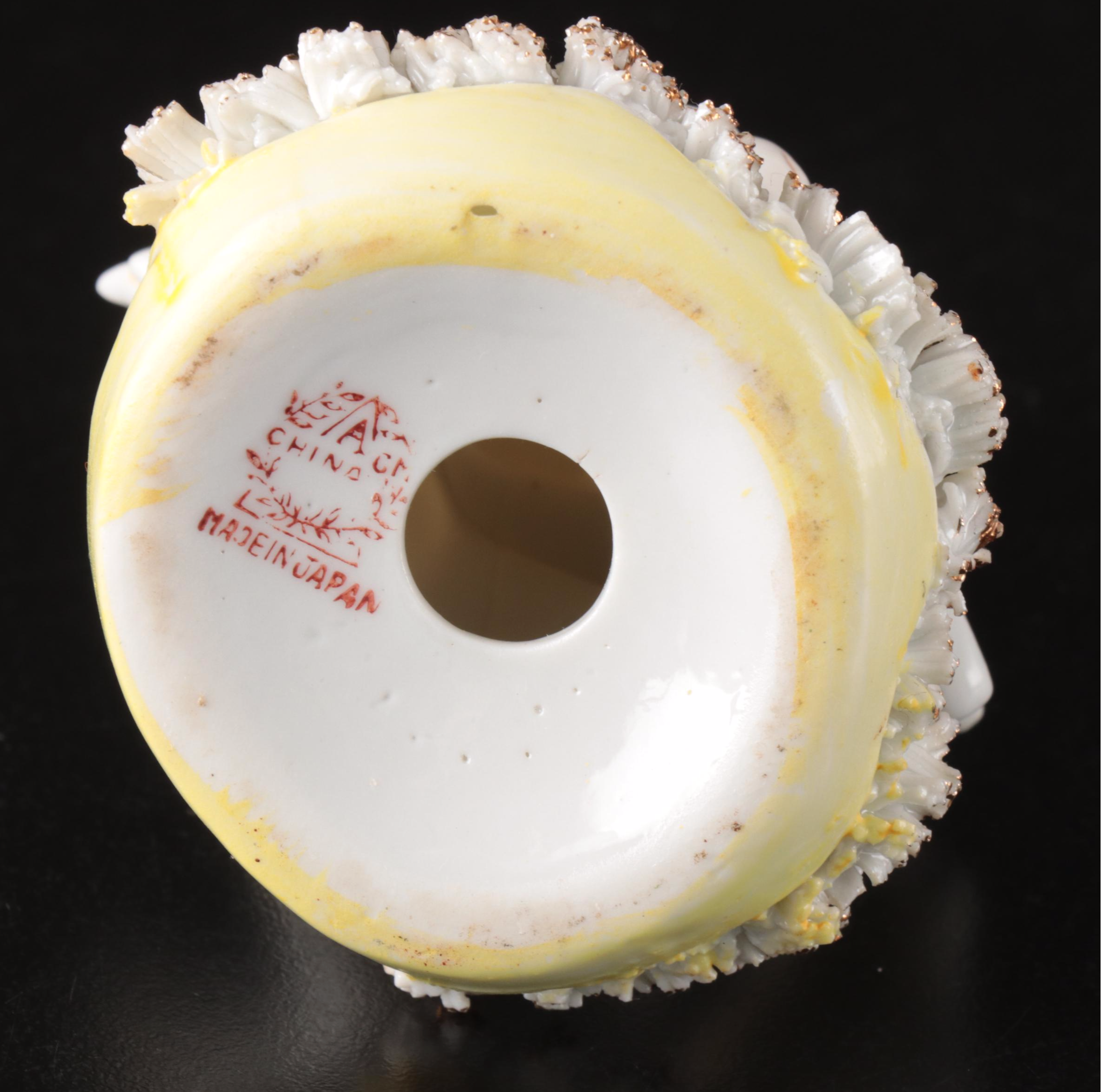 Porcelain "Goldfinch" Figure with McCoy Creamer and Other Décor