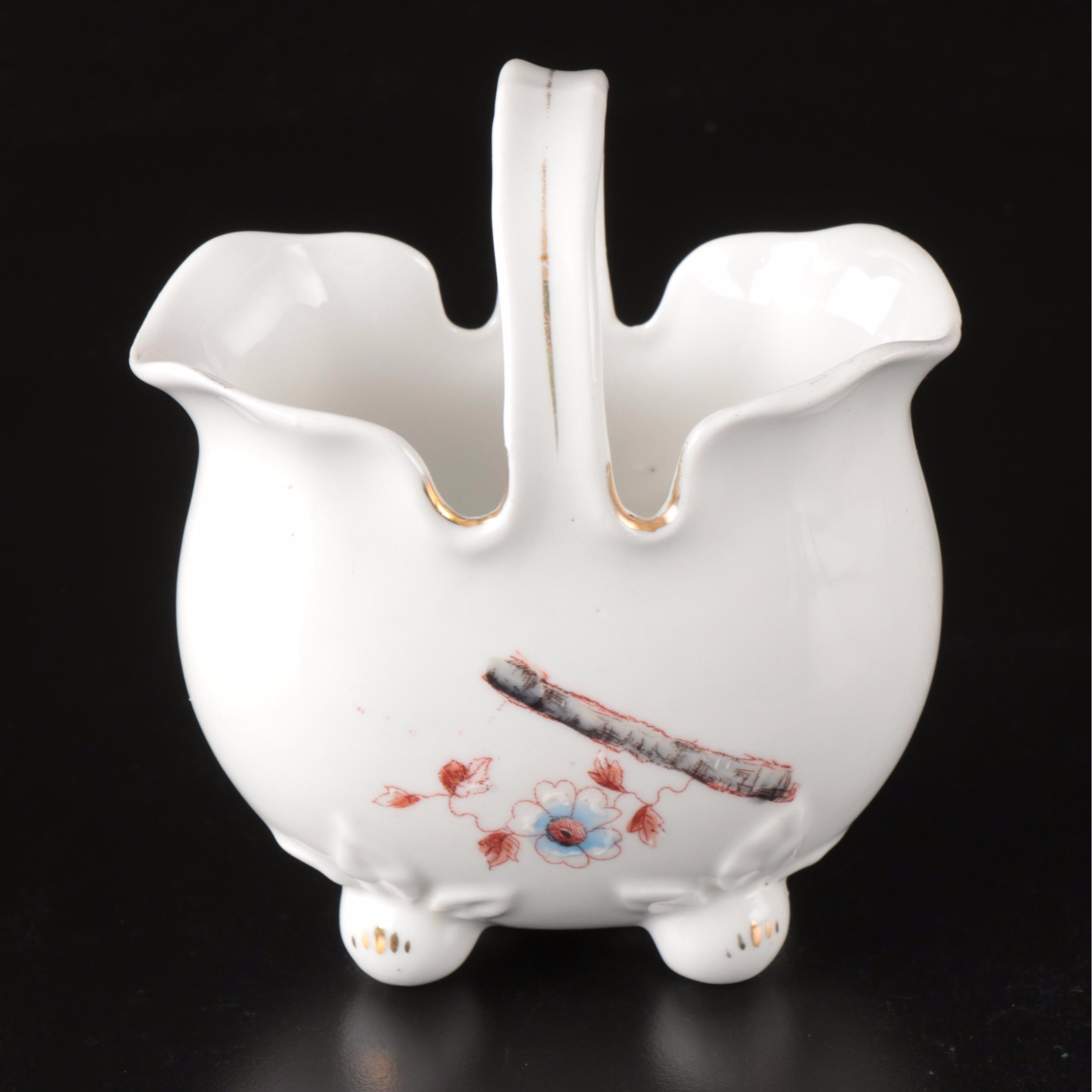 Porcelain "Goldfinch" Figure with McCoy Creamer and Other Décor