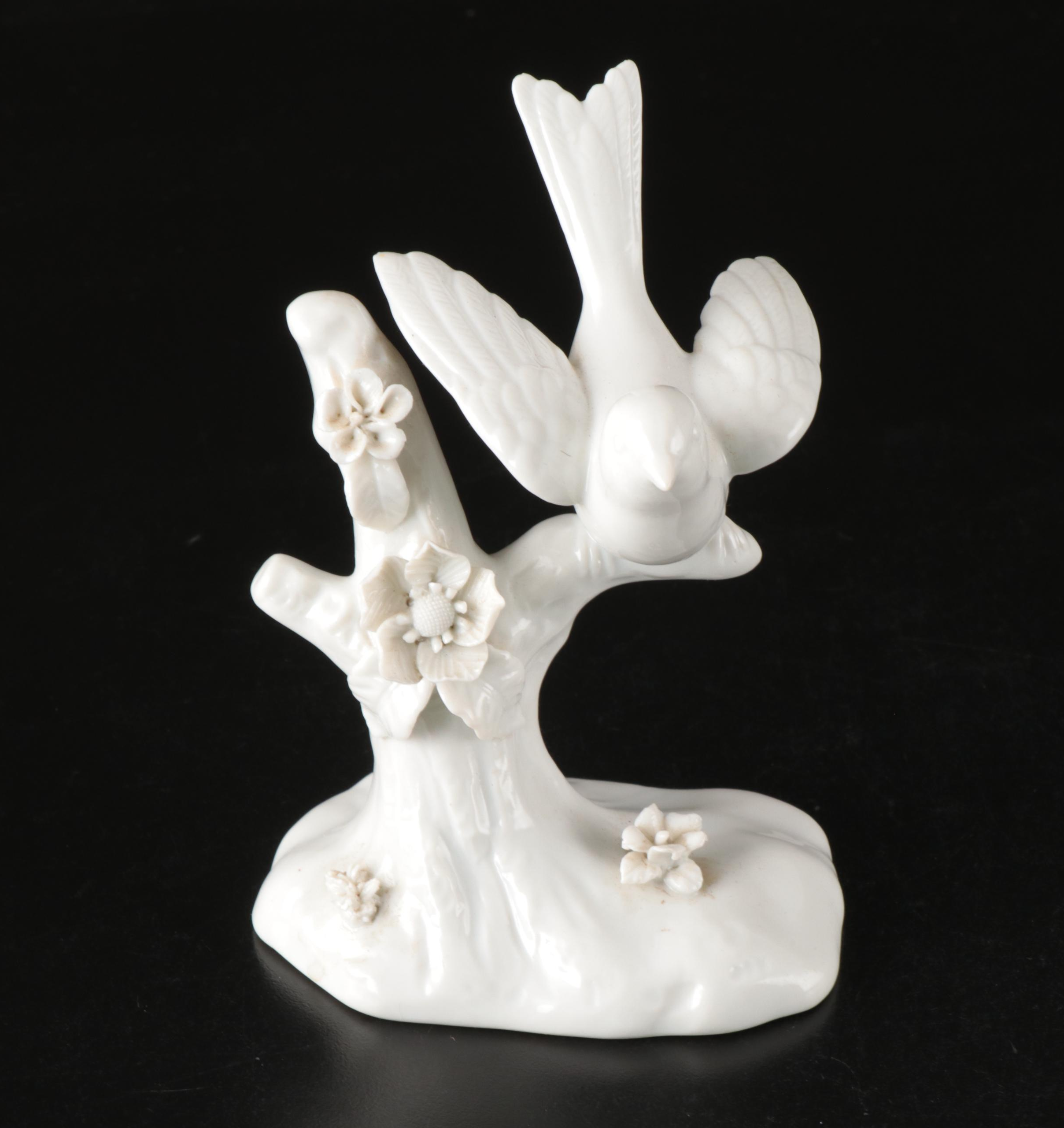 Porcelain "Goldfinch" Figure with McCoy Creamer and Other Décor