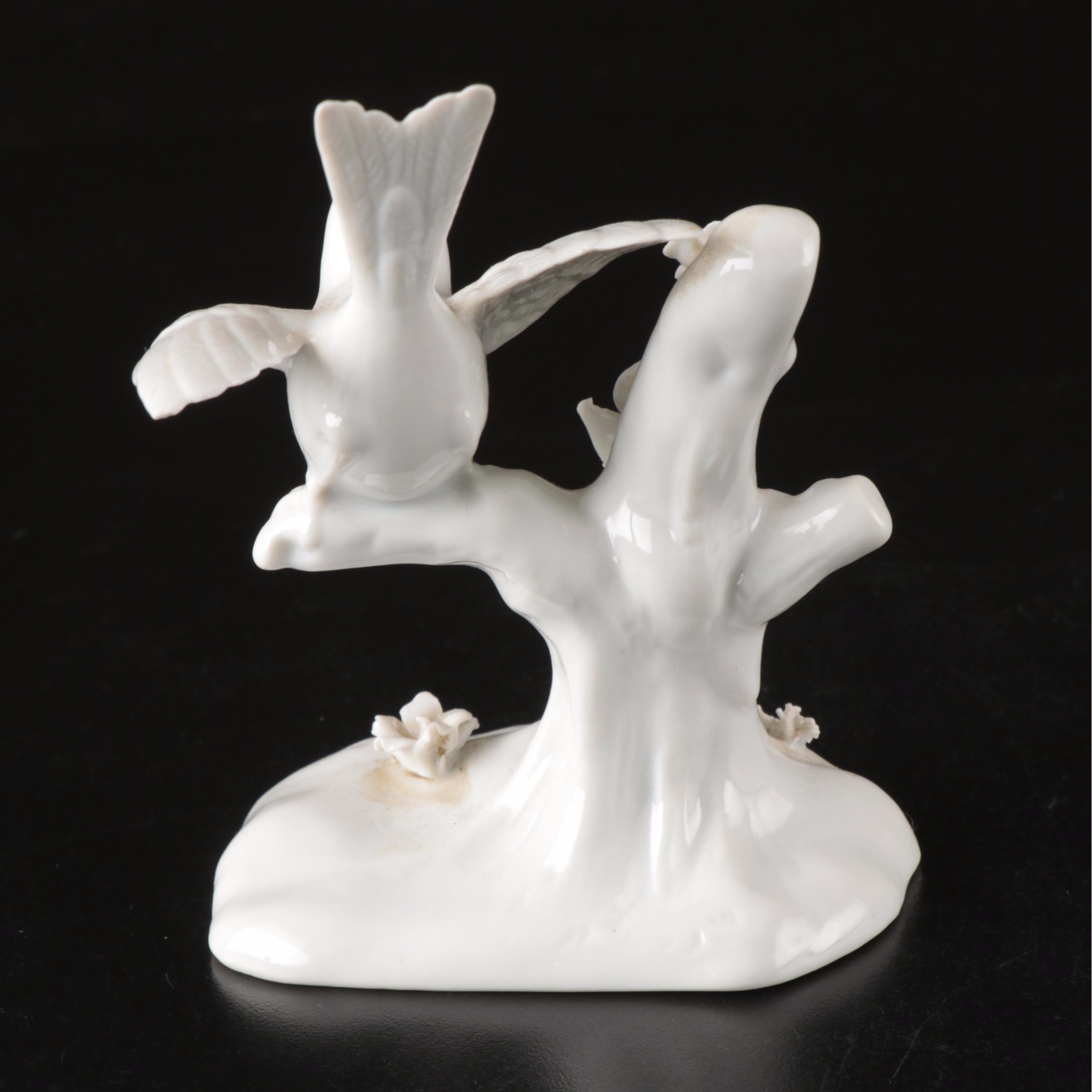 Porcelain "Goldfinch" Figure with McCoy Creamer and Other Décor