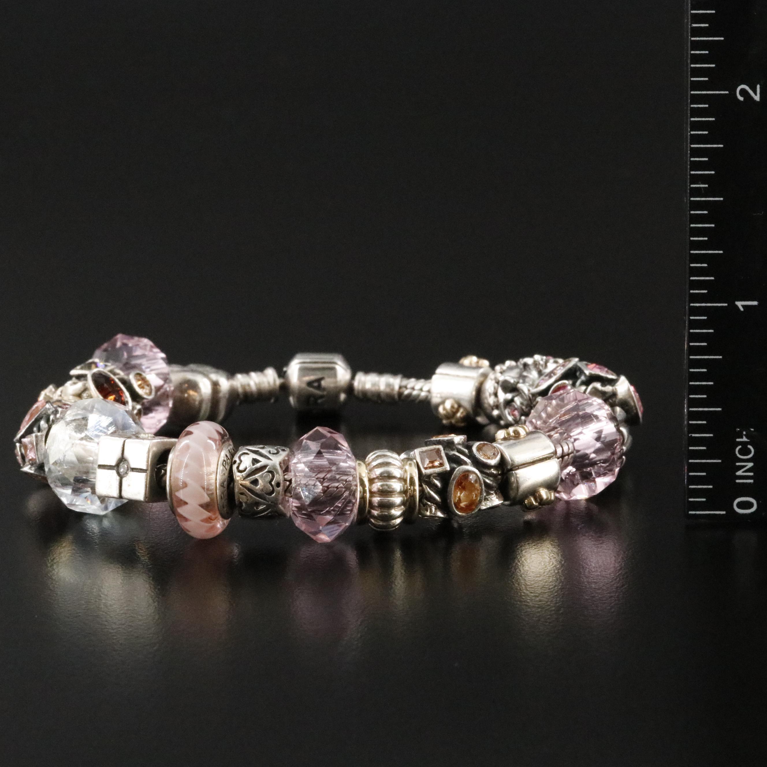 Pandora Sterling Bracelet with Bead Charms