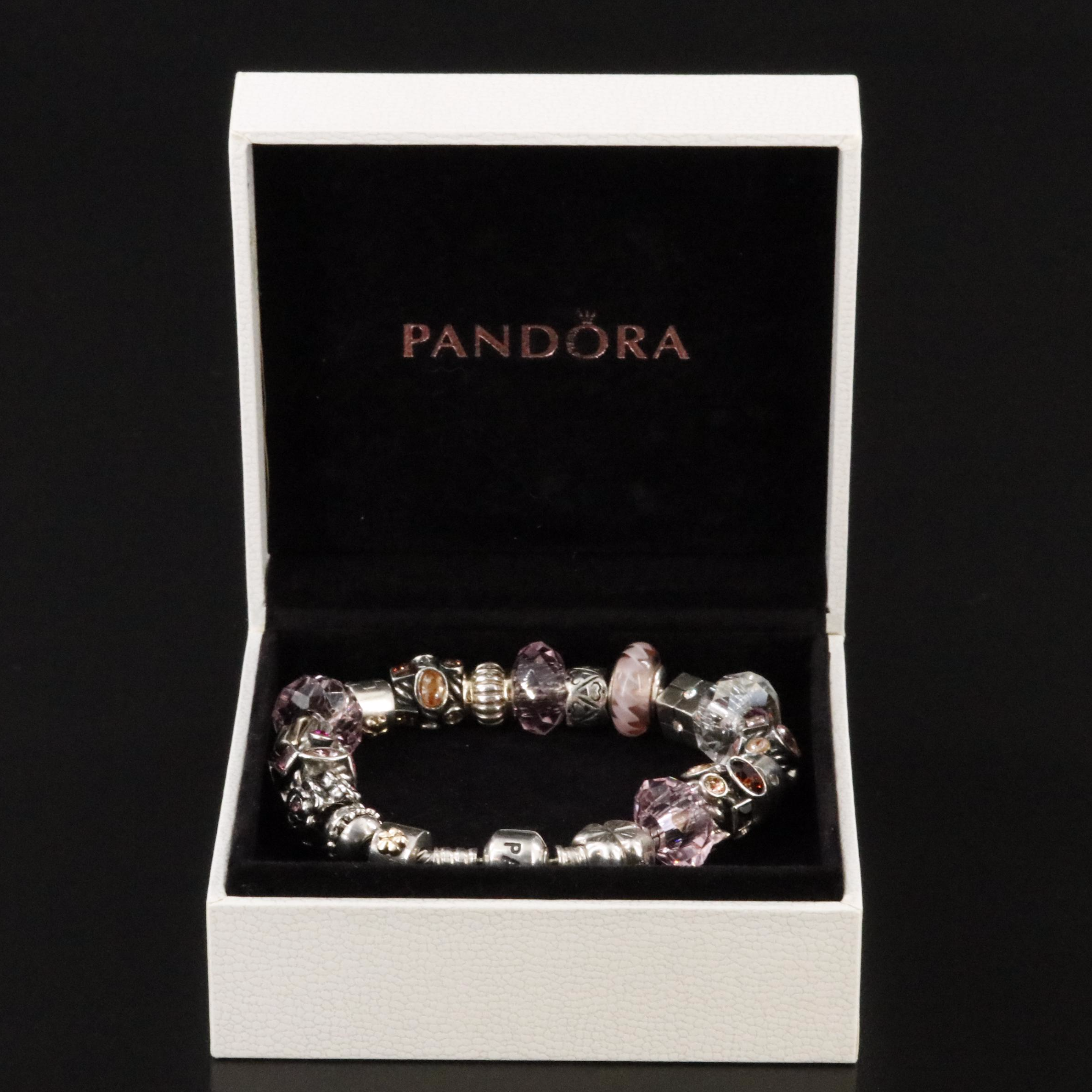 Pandora Sterling Bracelet with Bead Charms