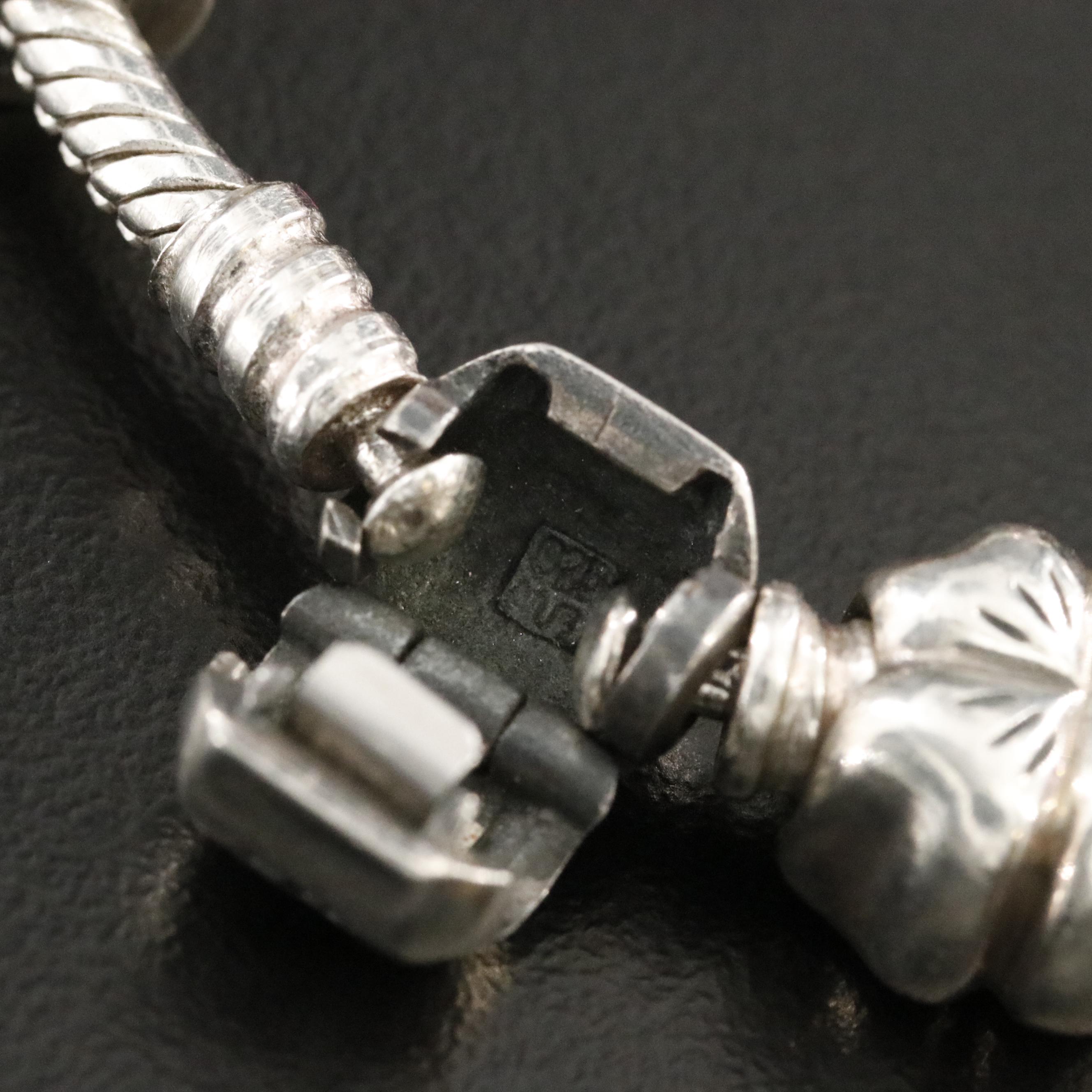 Pandora Sterling Bracelet with Bead Charms