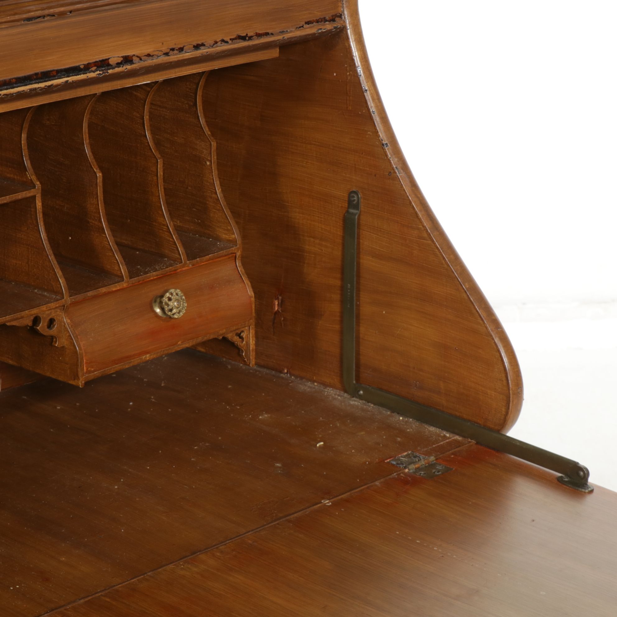 Paint-Finished Fall-Front Desk with Matching Bookcase