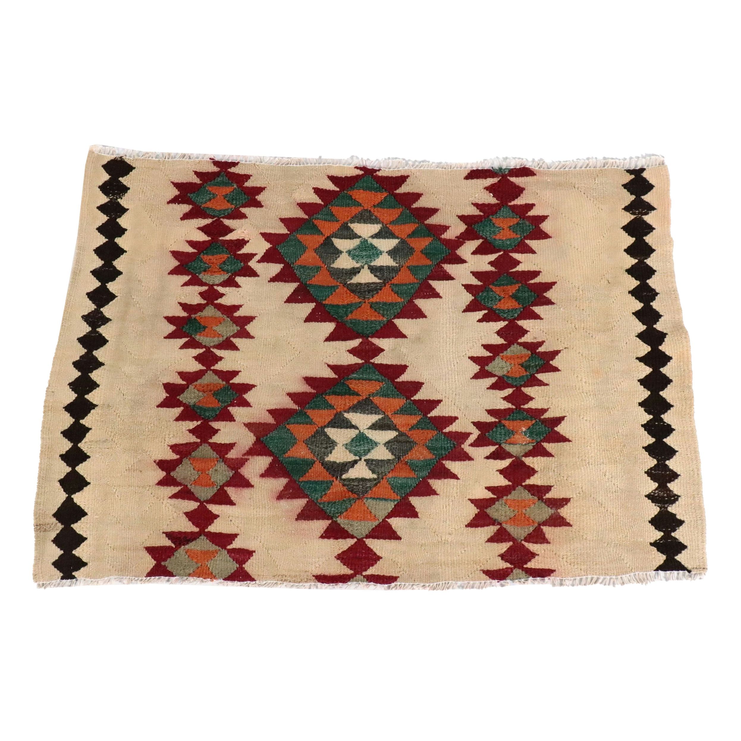 3'11 x 2'10 Handwoven Turkish Kilim Accent Rug Remnant
