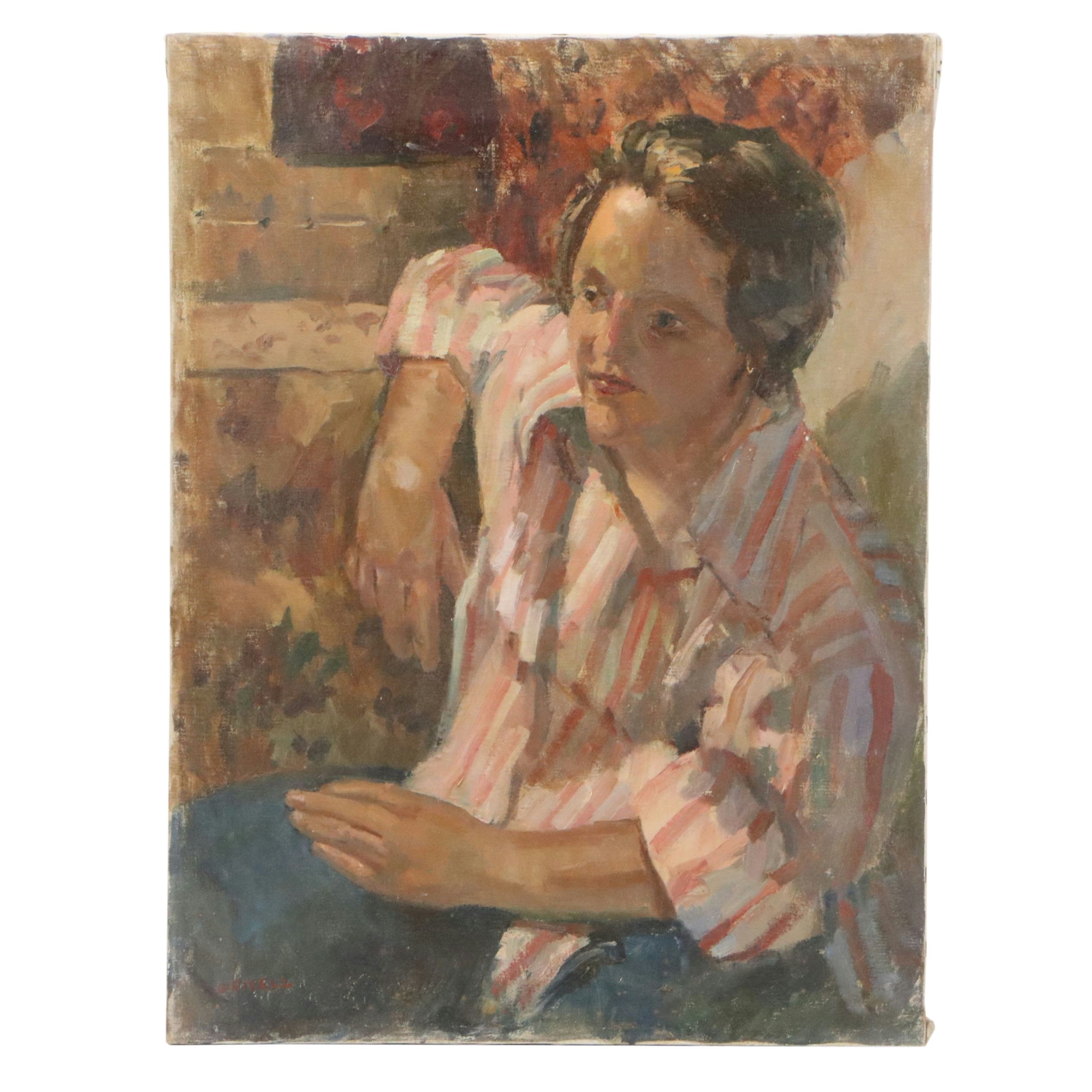 Susan Grisell Portrait Oil Painting, Late 20th Century