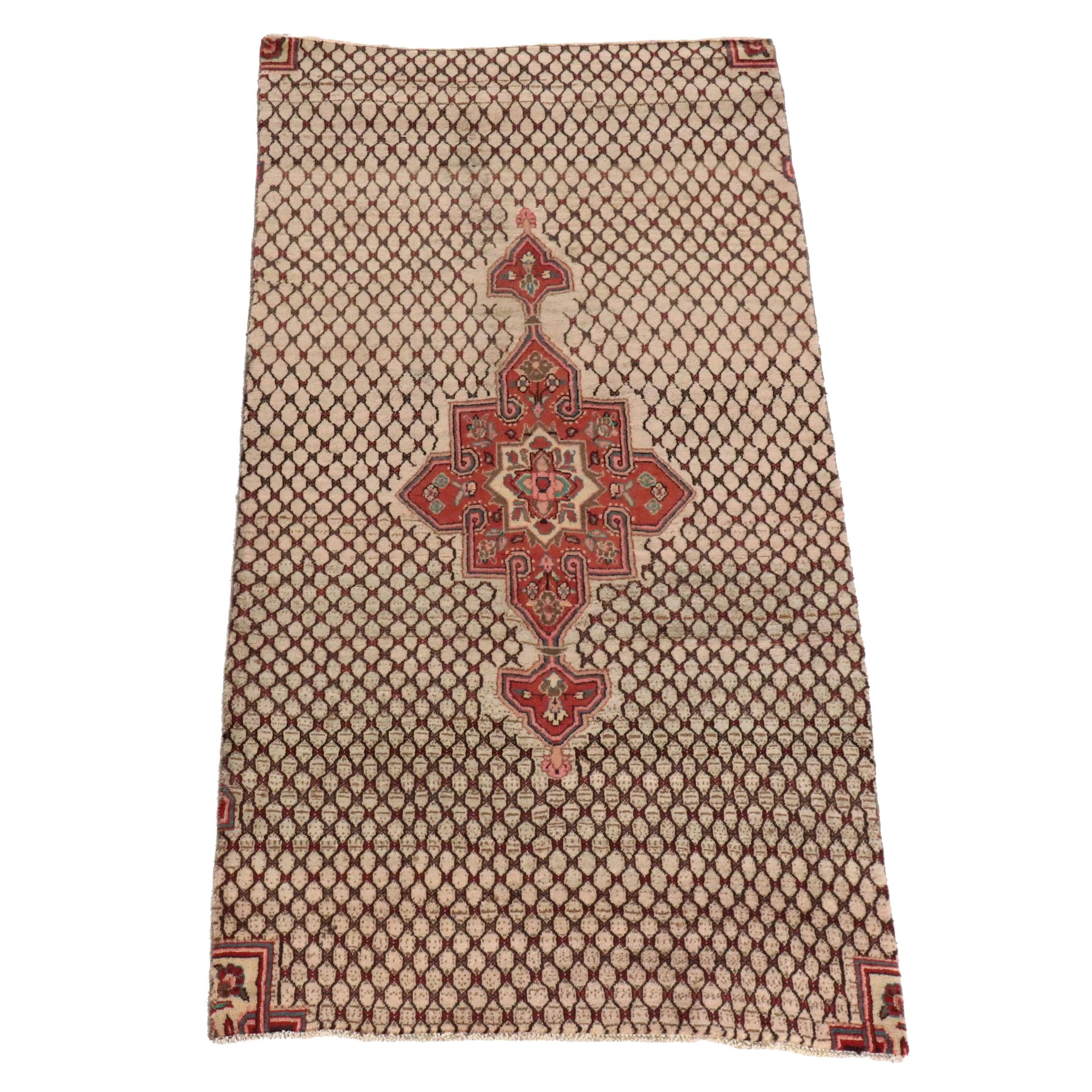 3'7 x 7'2 Hand-Knotted Persian Kolyai Area Rug Remnant