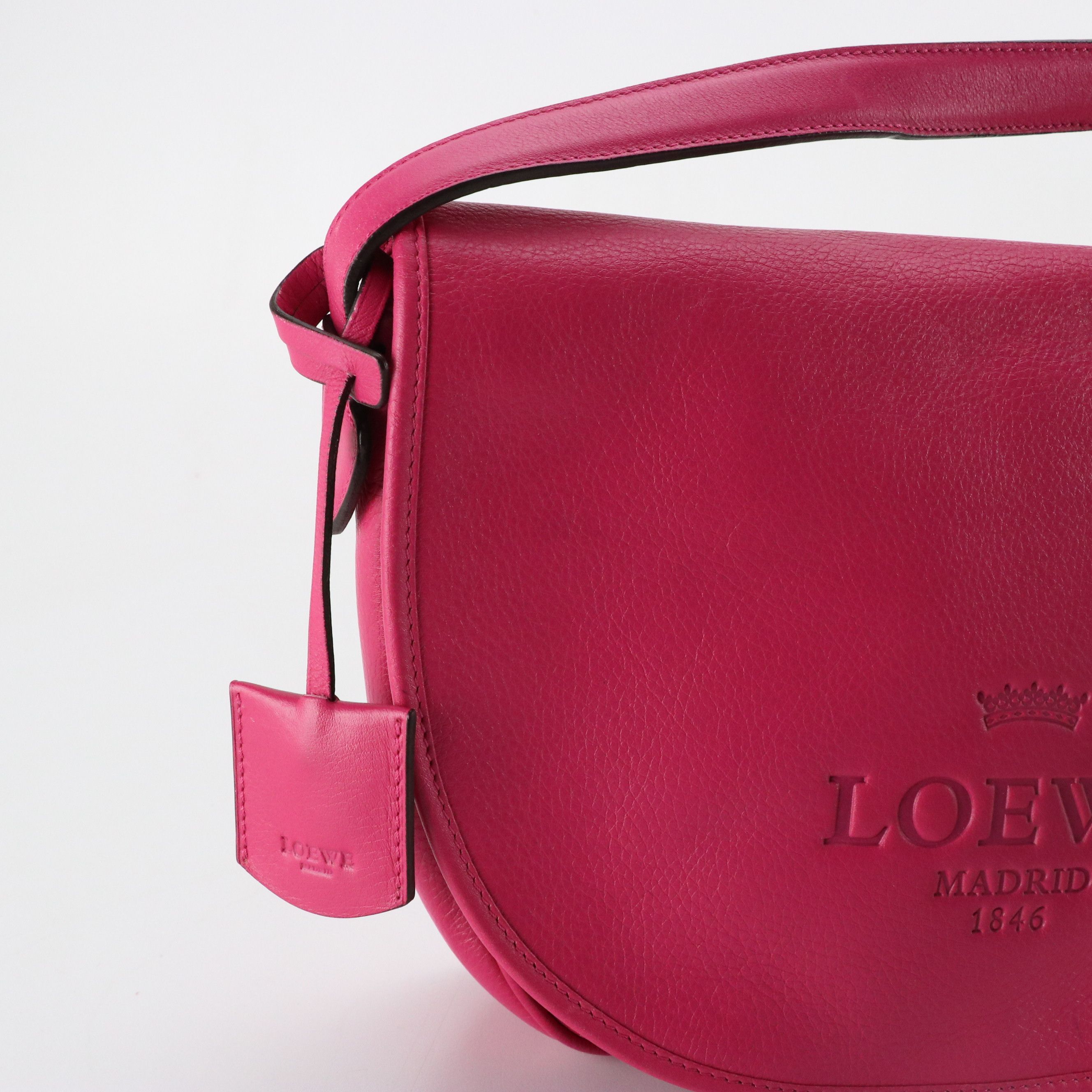 Loewe Pink Leather Heritage Messenger Shoulder Bag