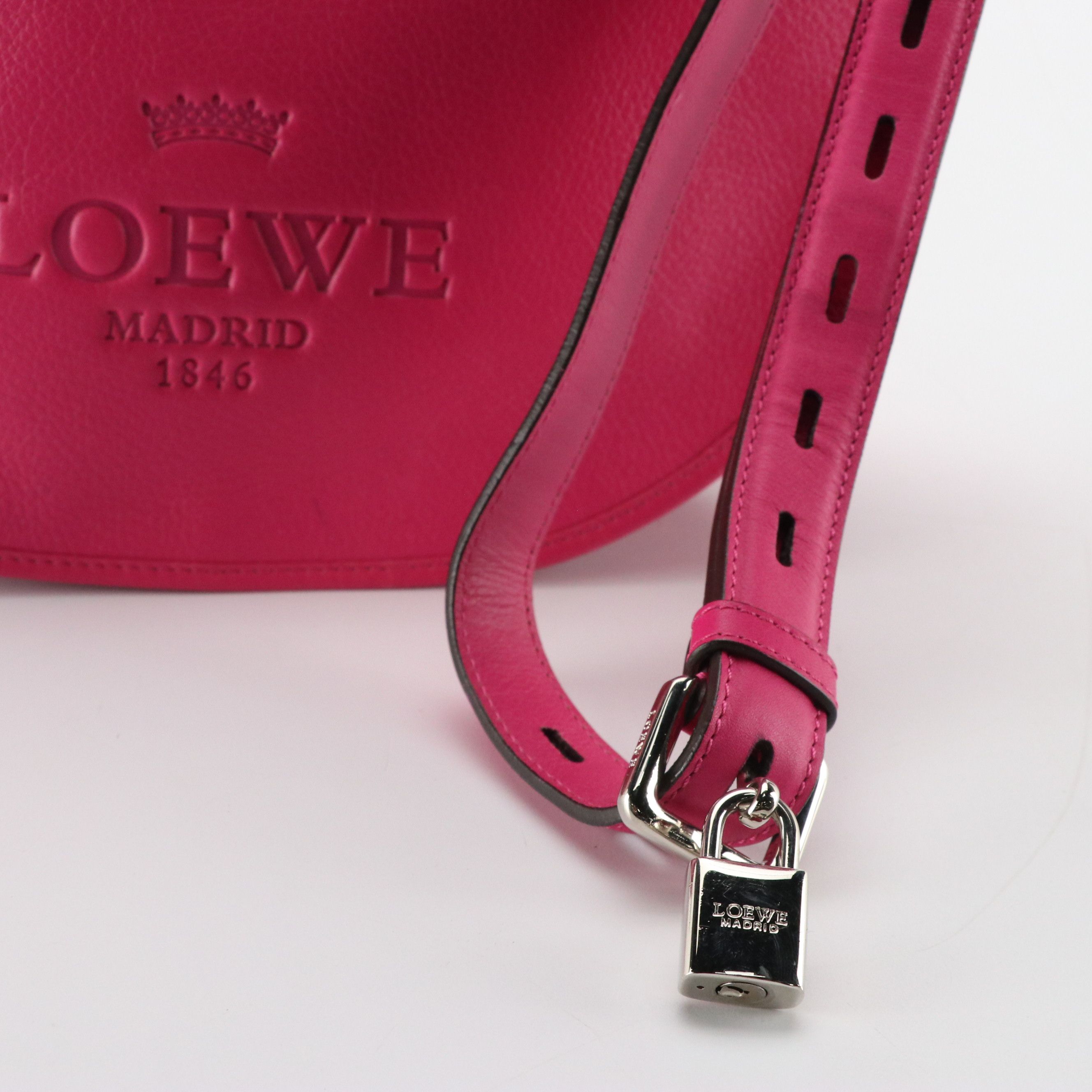 Loewe Pink Leather Heritage Messenger Shoulder Bag