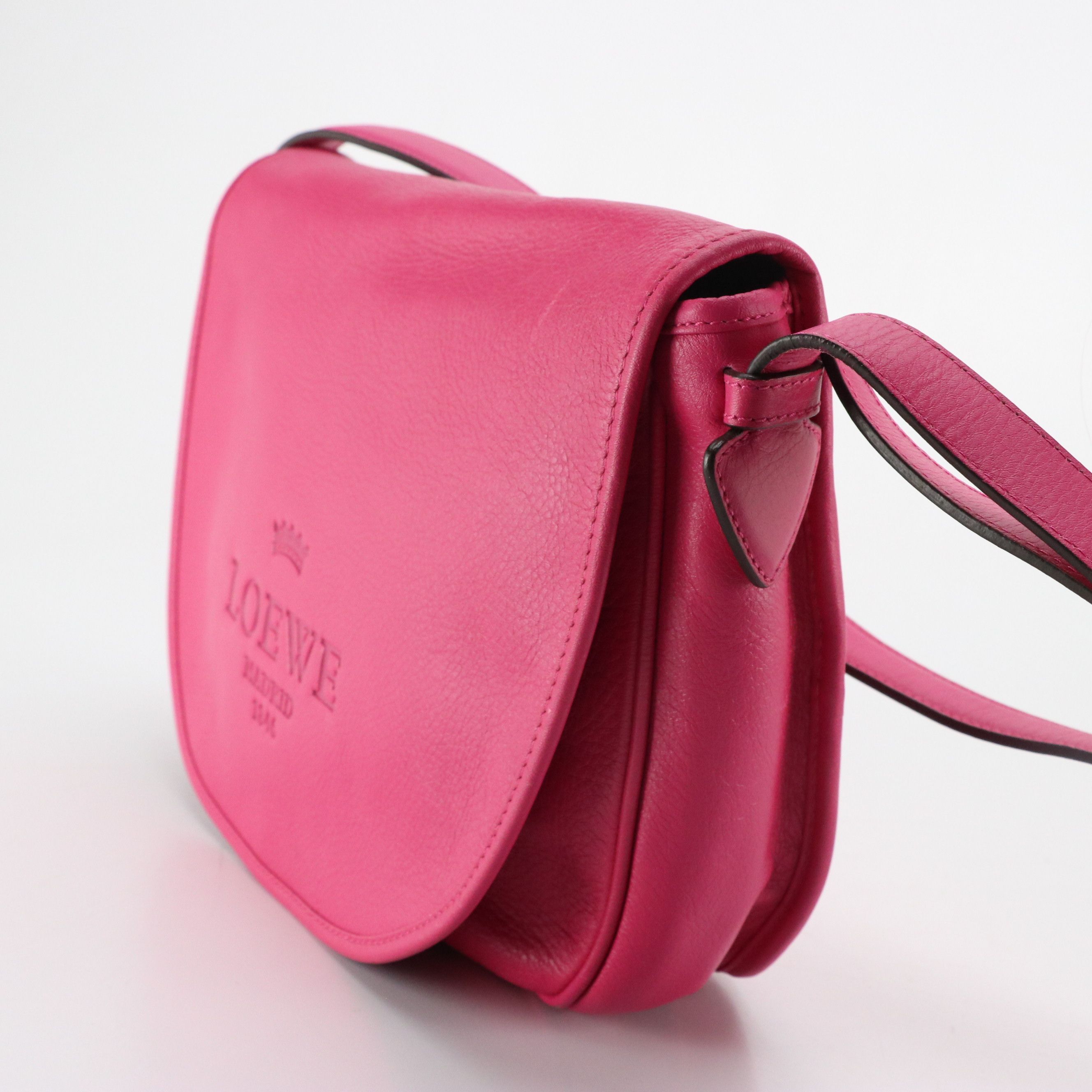 Loewe Pink Leather Heritage Messenger Shoulder Bag