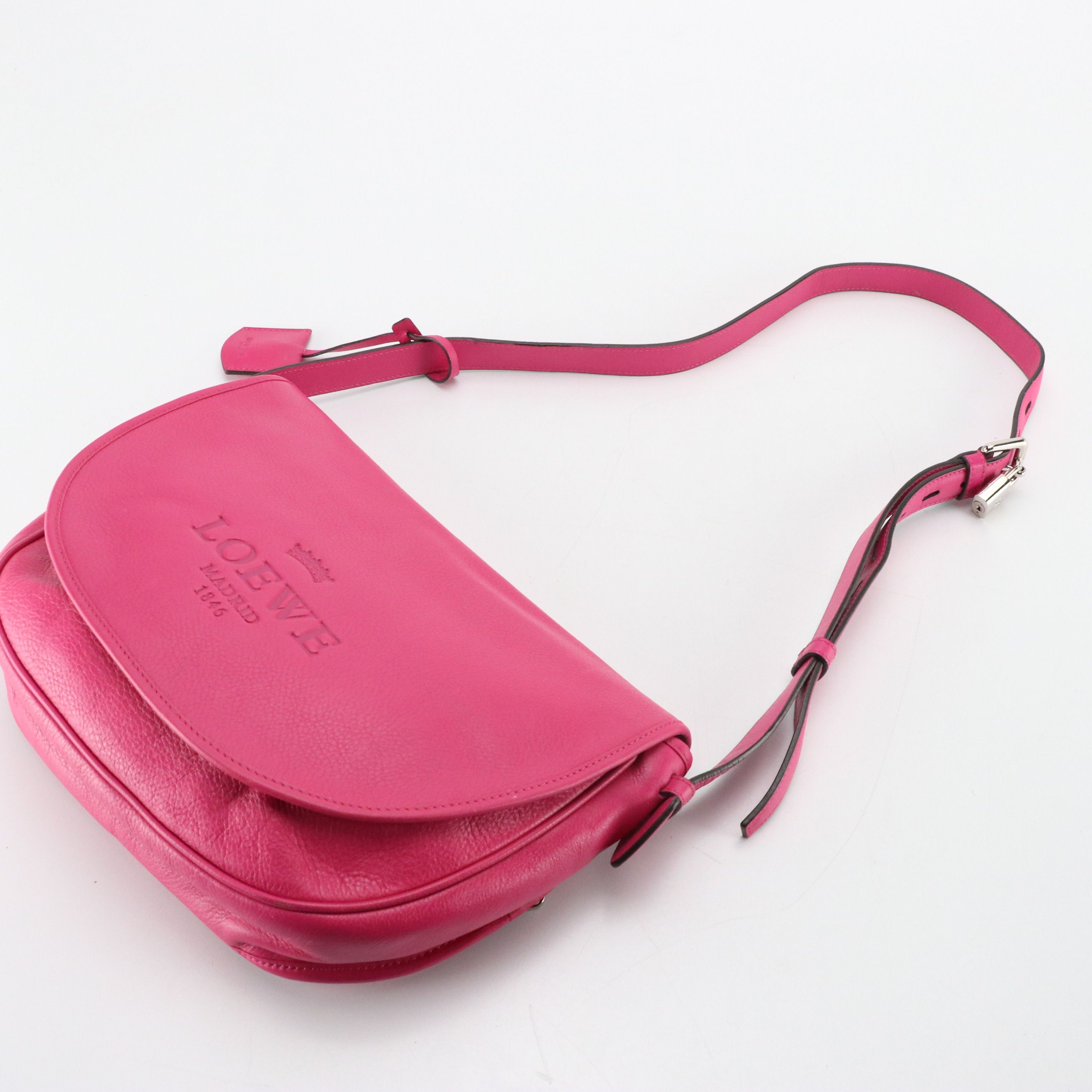 Loewe Pink Leather Heritage Messenger Shoulder Bag