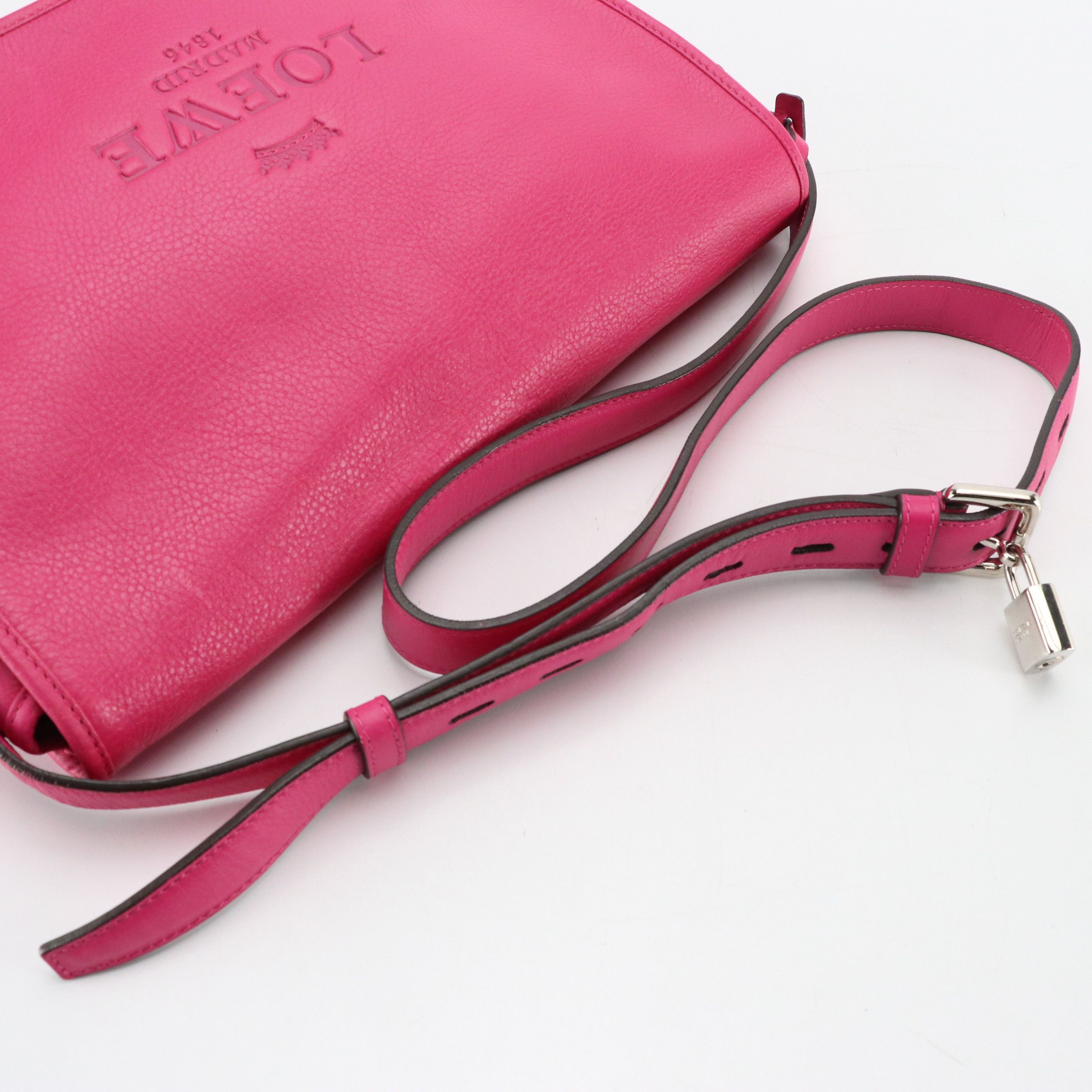 Loewe Pink Leather Heritage Messenger Shoulder Bag