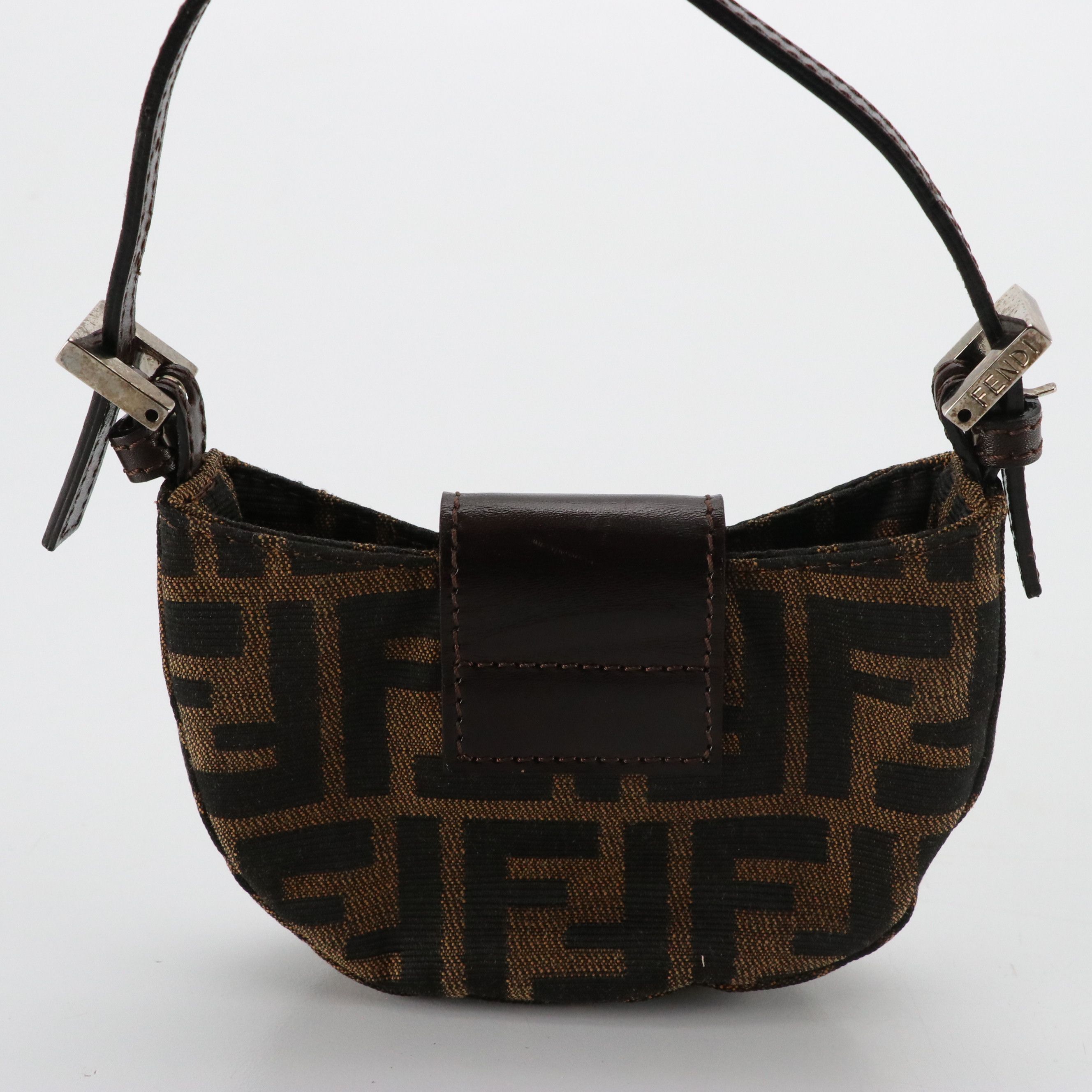 Fendi Mini Zucca Canvas and Leather Croissant Handbag