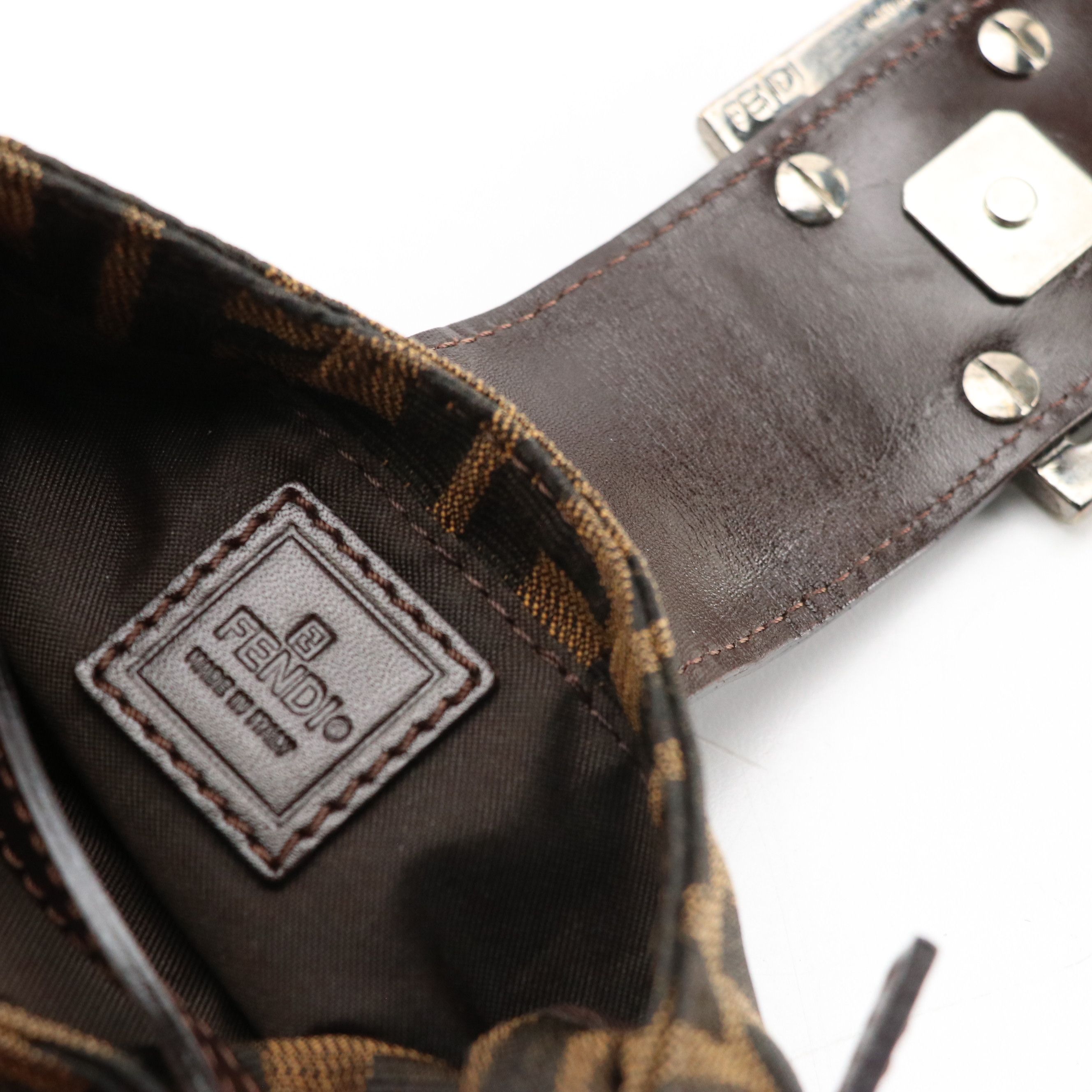 Fendi Mini Zucca Canvas and Leather Croissant Handbag