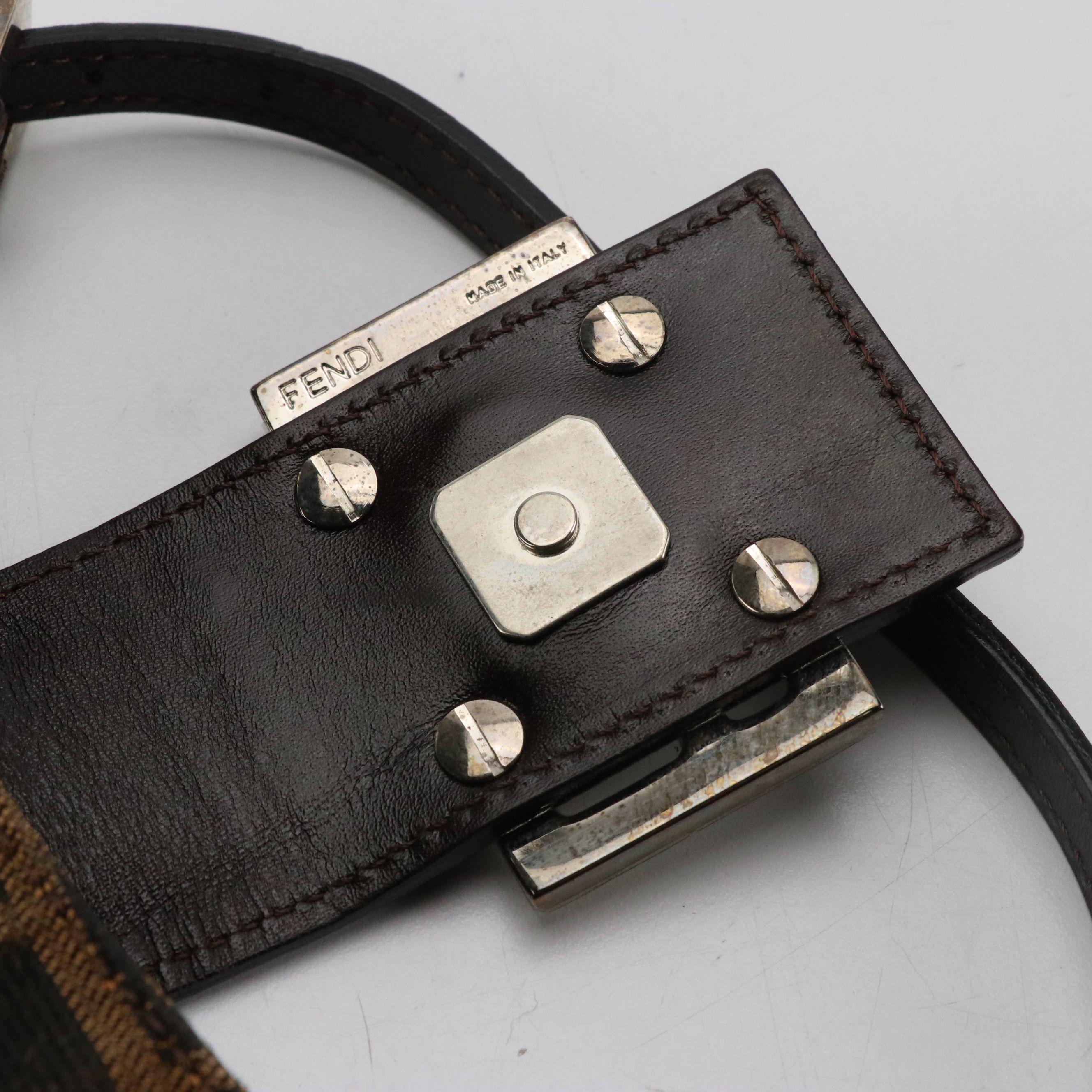 Fendi Mini Zucca Canvas and Leather Croissant Handbag