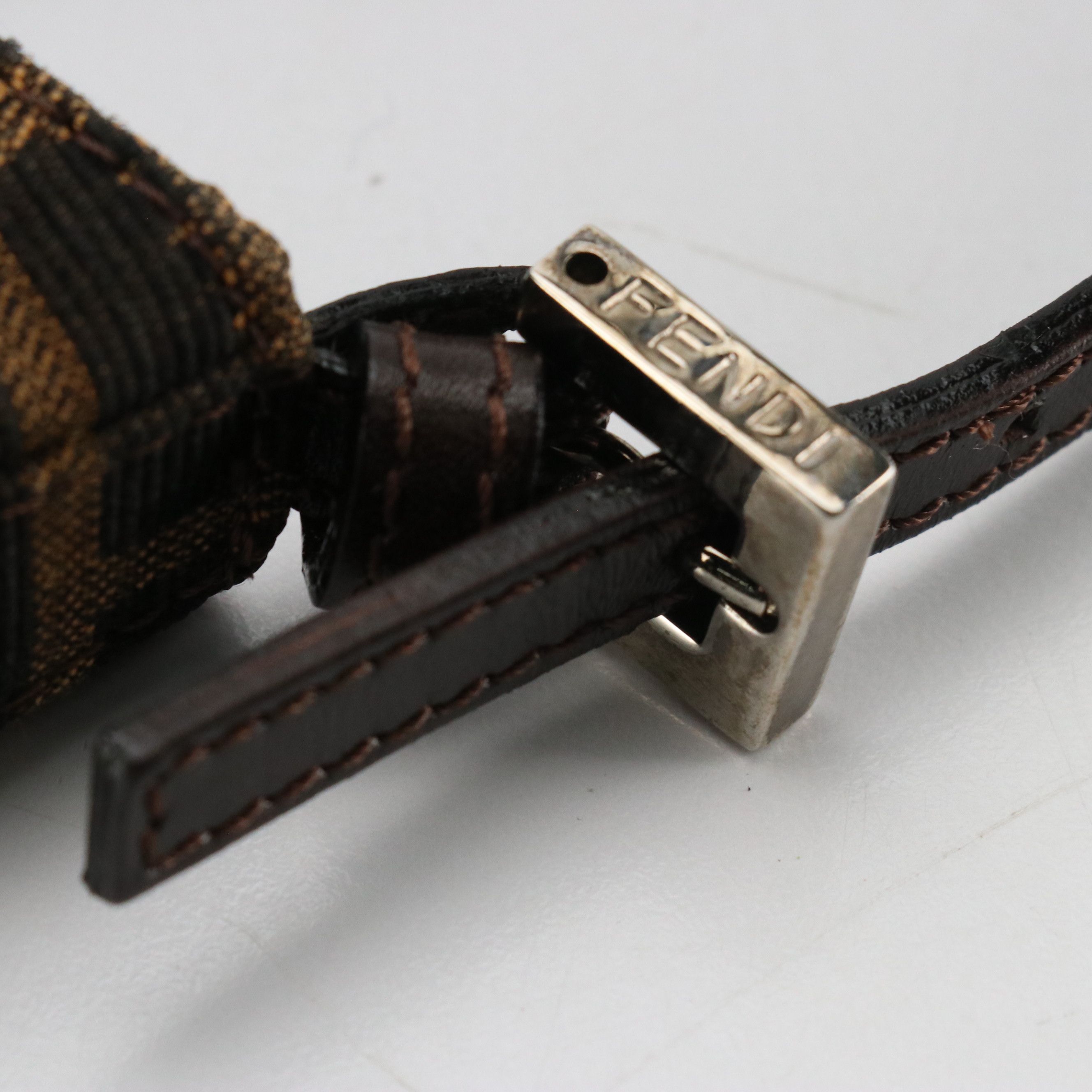 Fendi Mini Zucca Canvas and Leather Croissant Handbag