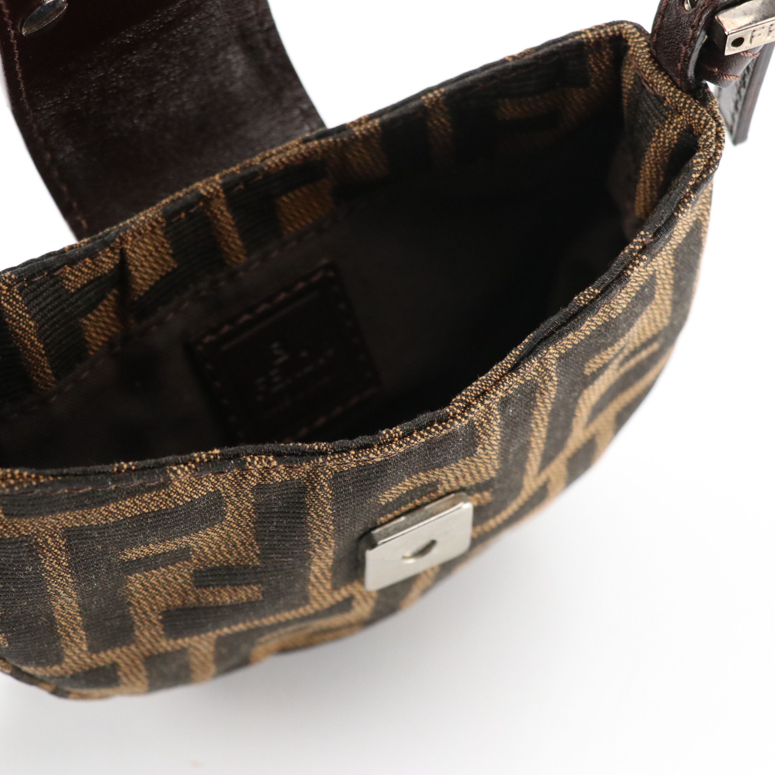 Fendi Mini Zucca Canvas and Leather Croissant Handbag