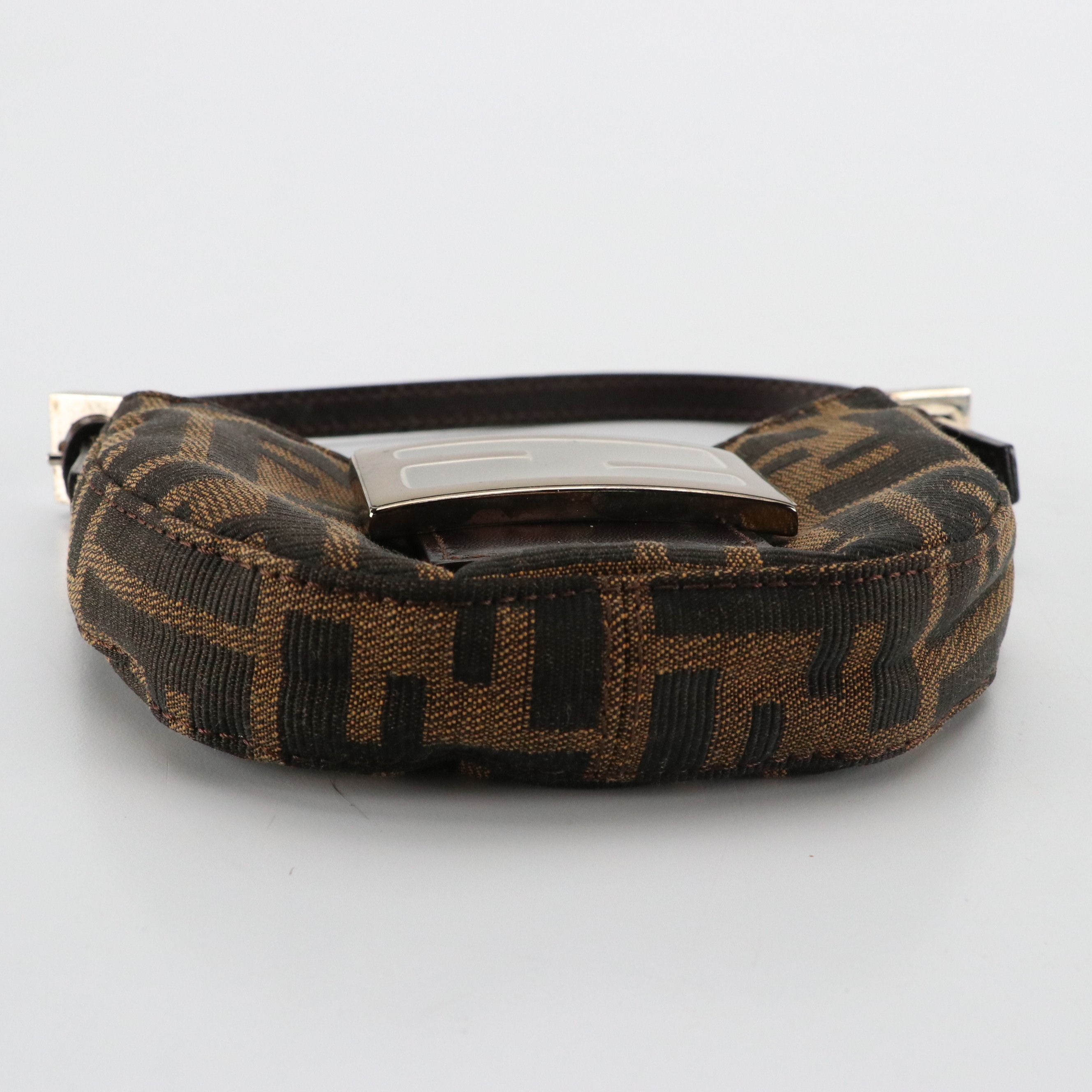 Fendi Mini Zucca Canvas and Leather Croissant Handbag