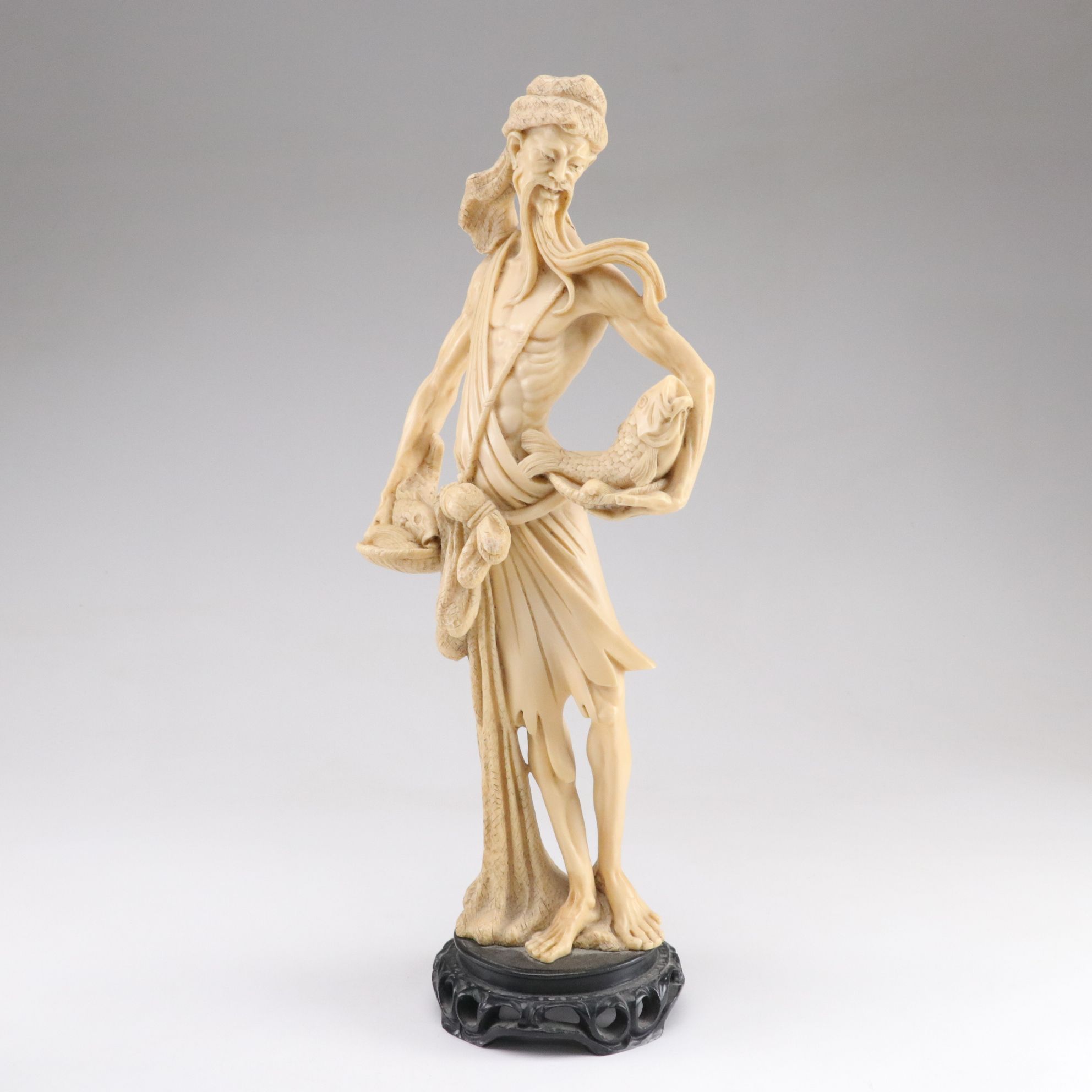 Pair of Chinese Fisherman Statues