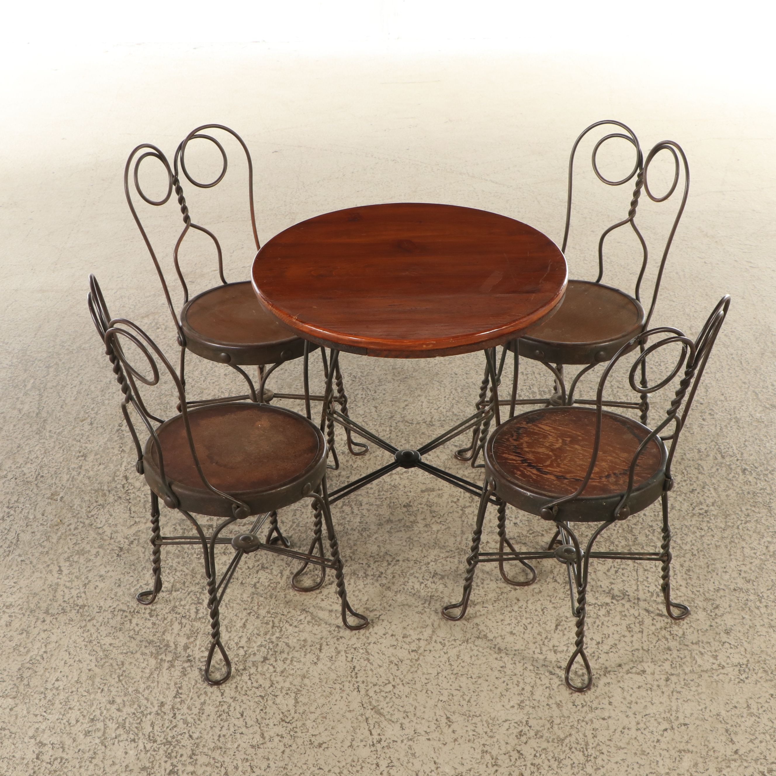 Child Size Victorian Style Wrought Iron and Wood Bistro Set