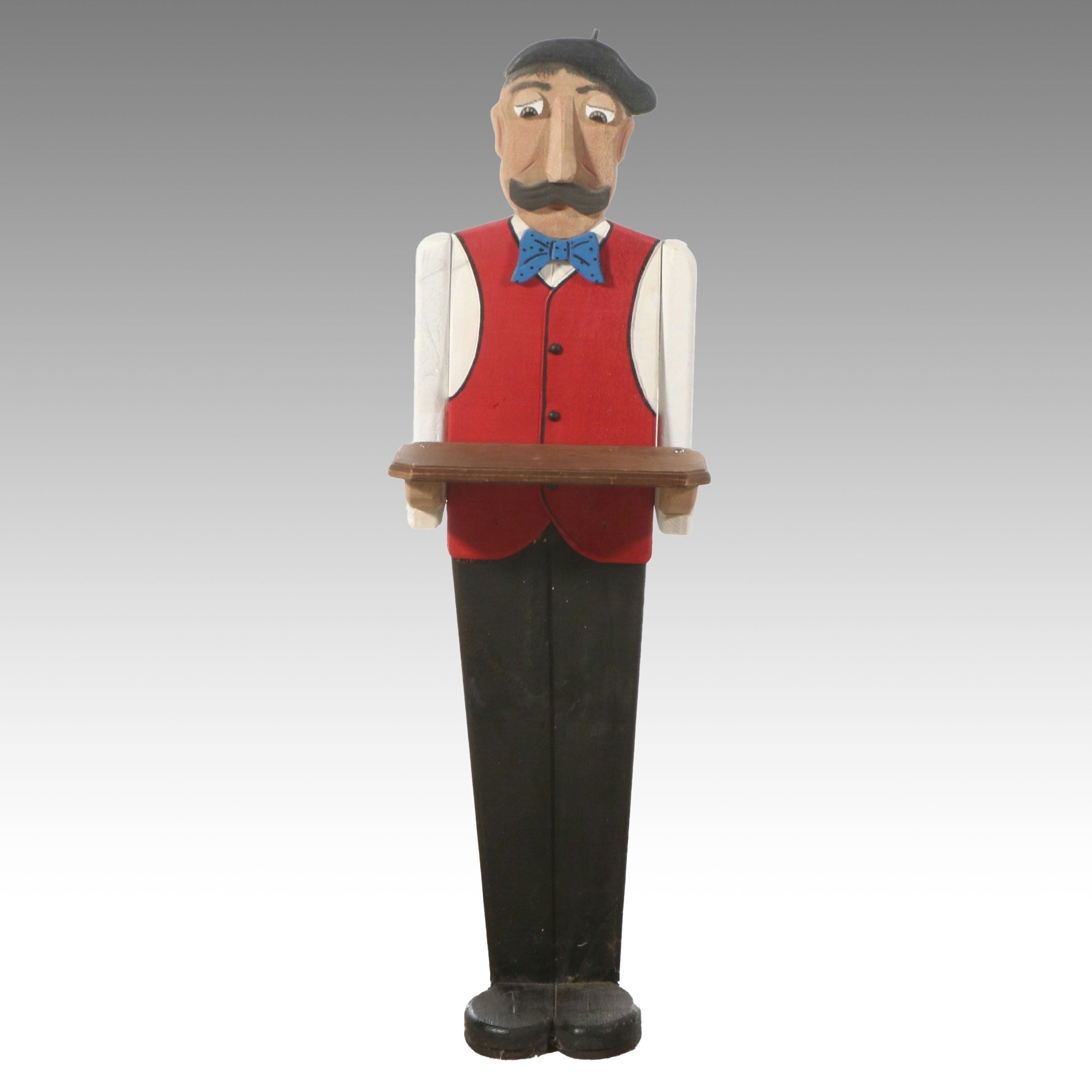 Woodendipity Artist Signed Wooden Silent Butler, 1996