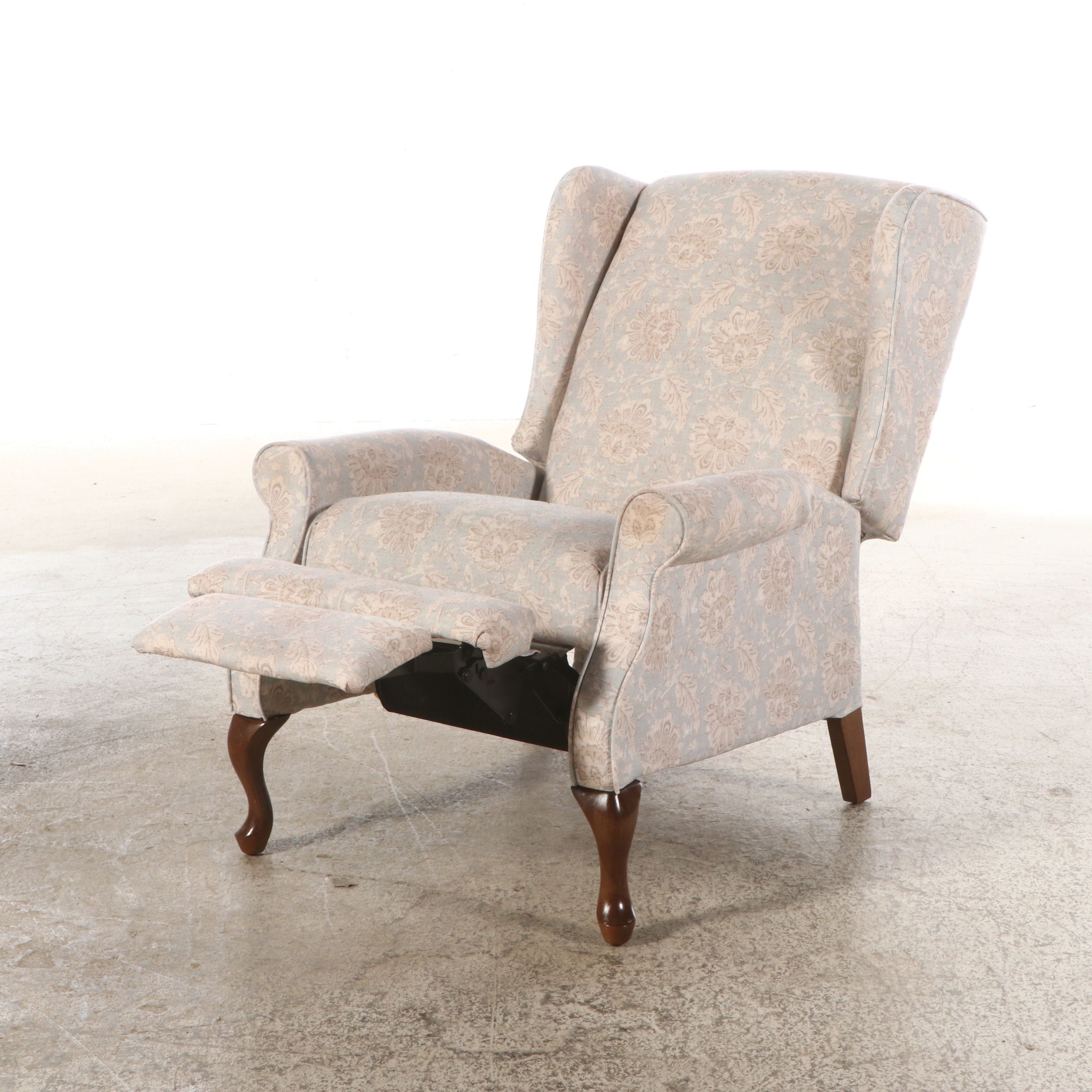 Pair of Queen Anne Style Wingback Recliners, Late 20th Century