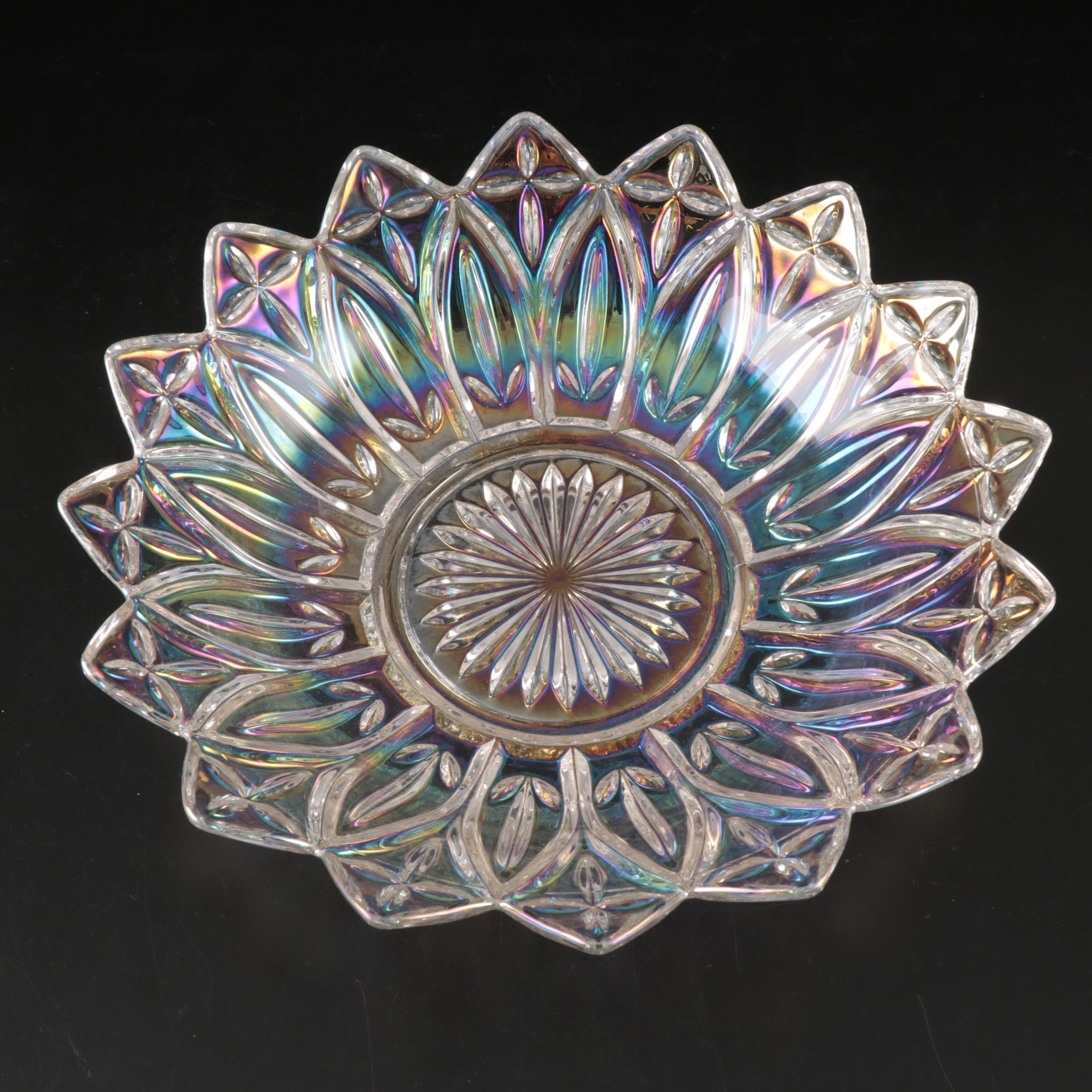 Anchor Hocking "Hobnail Pink" Plates with Iridescent Petal Serving Bowl and More