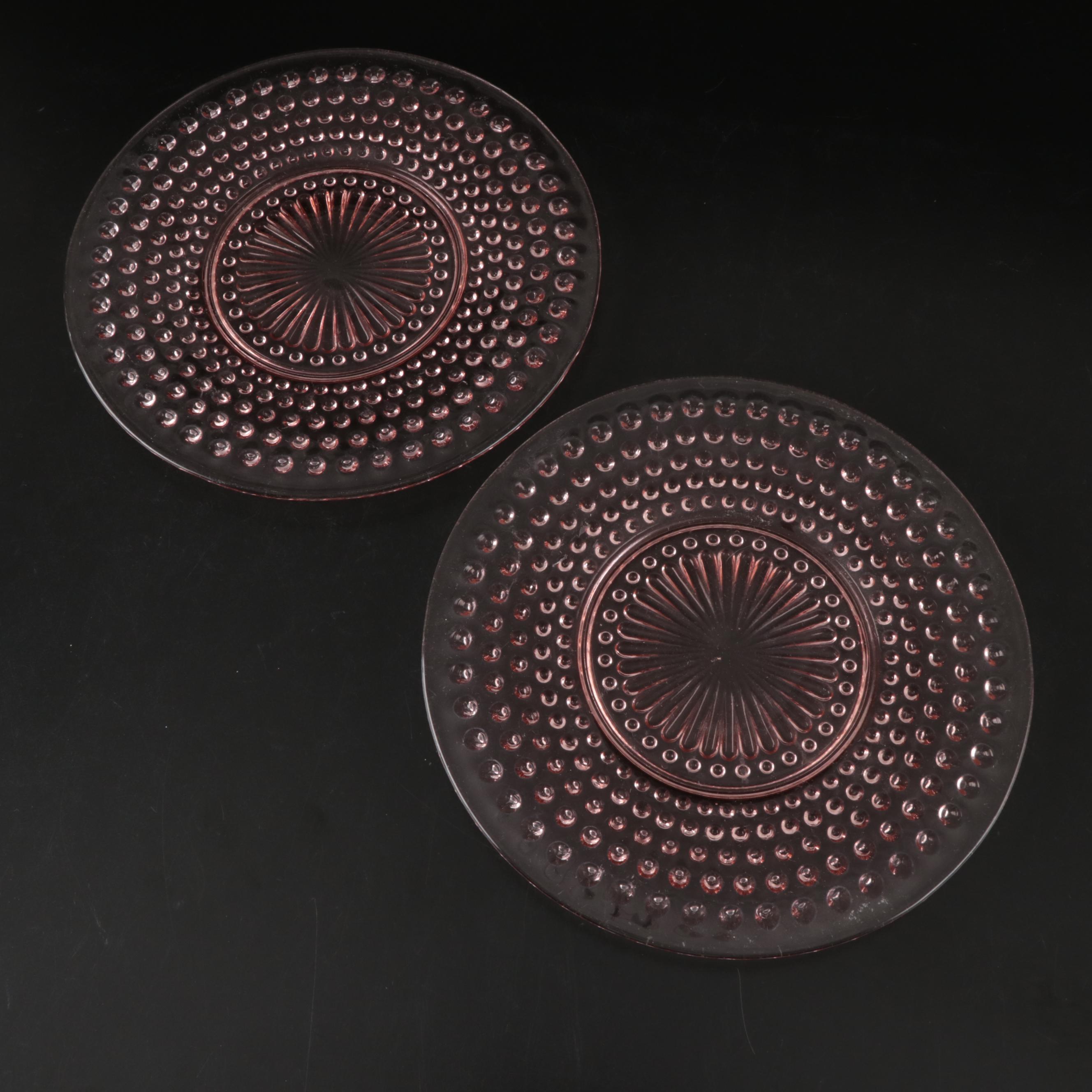 Anchor Hocking "Hobnail Pink" Plates with Iridescent Petal Serving Bowl and More