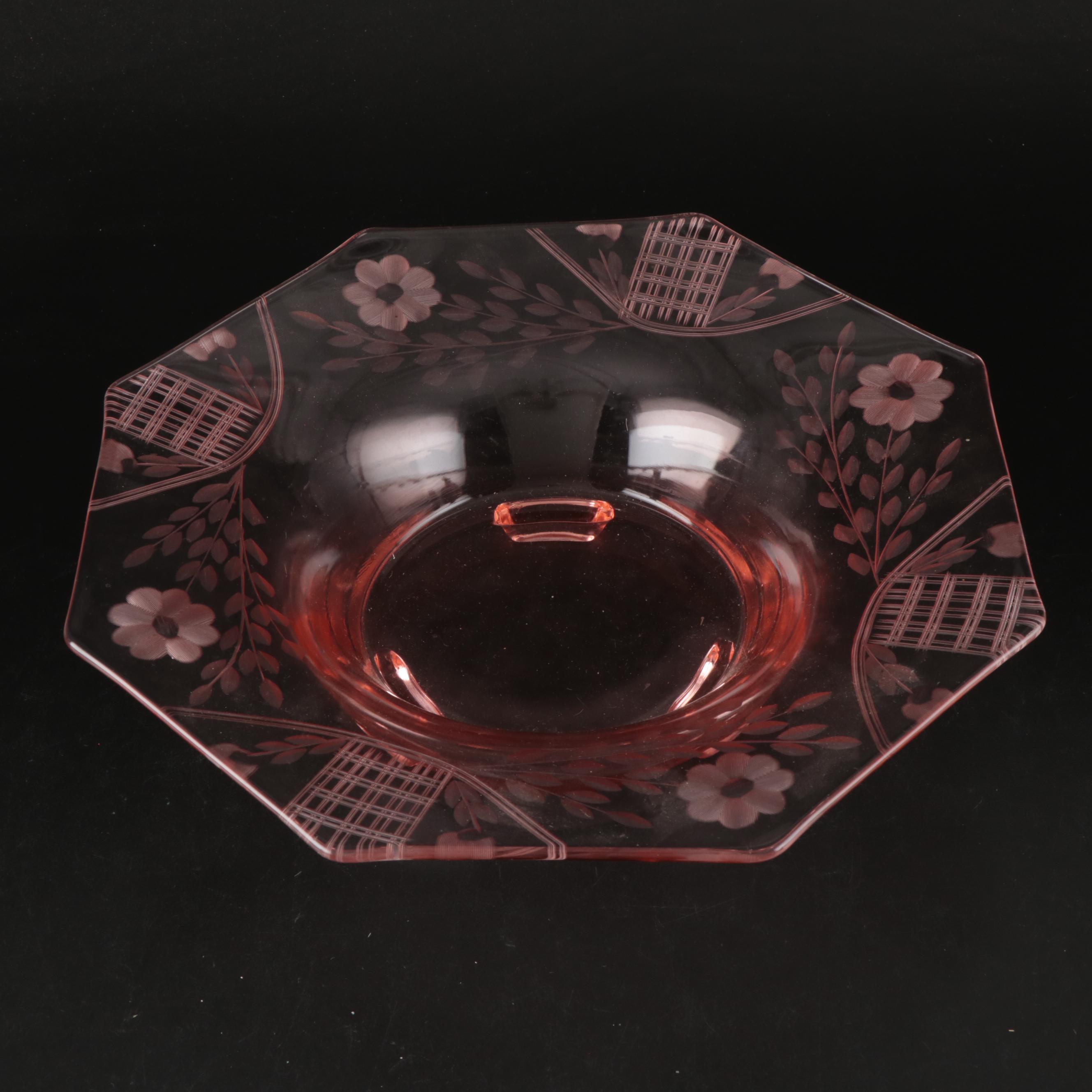 Anchor Hocking "Hobnail Pink" Plates with Iridescent Petal Serving Bowl and More