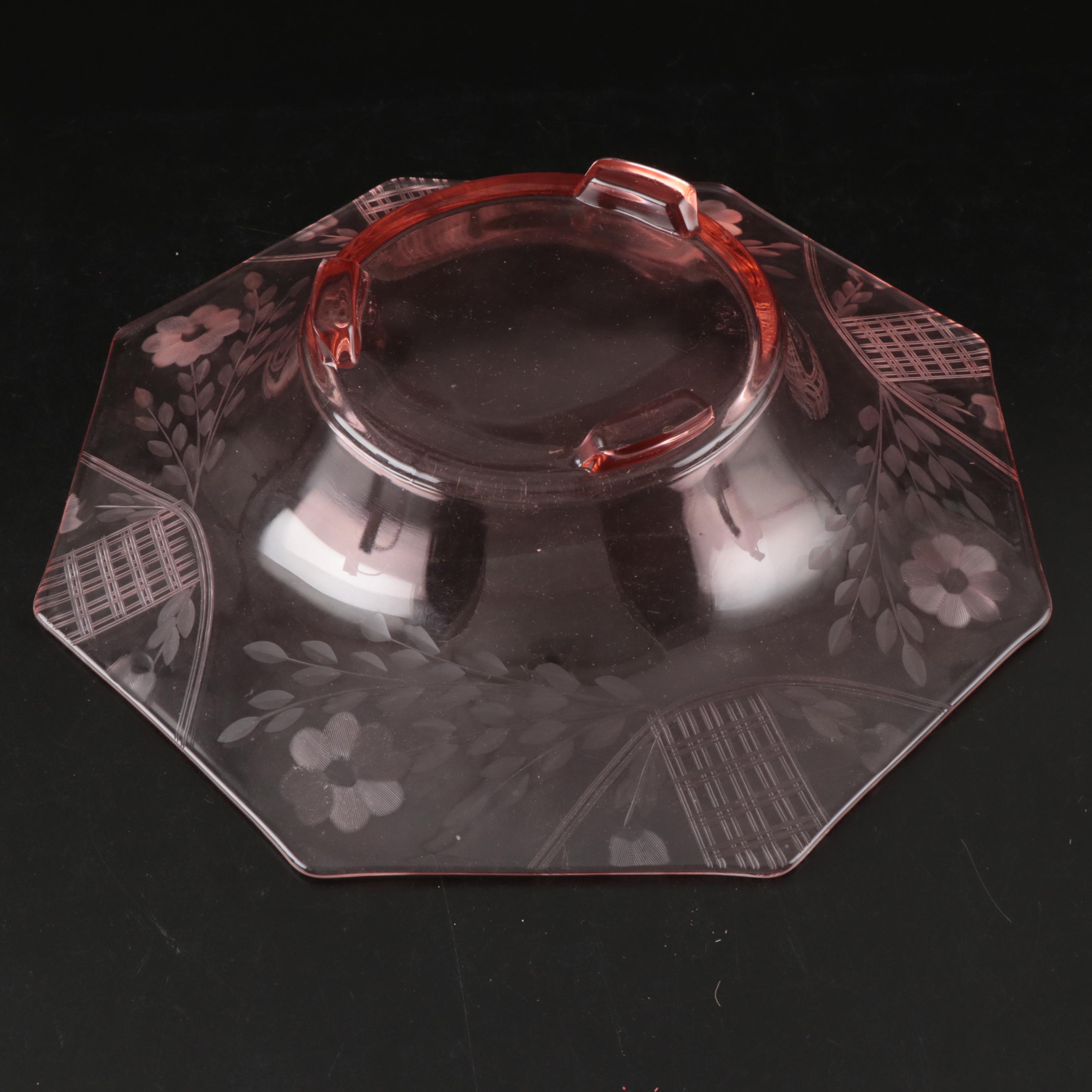 Anchor Hocking "Hobnail Pink" Plates with Iridescent Petal Serving Bowl and More