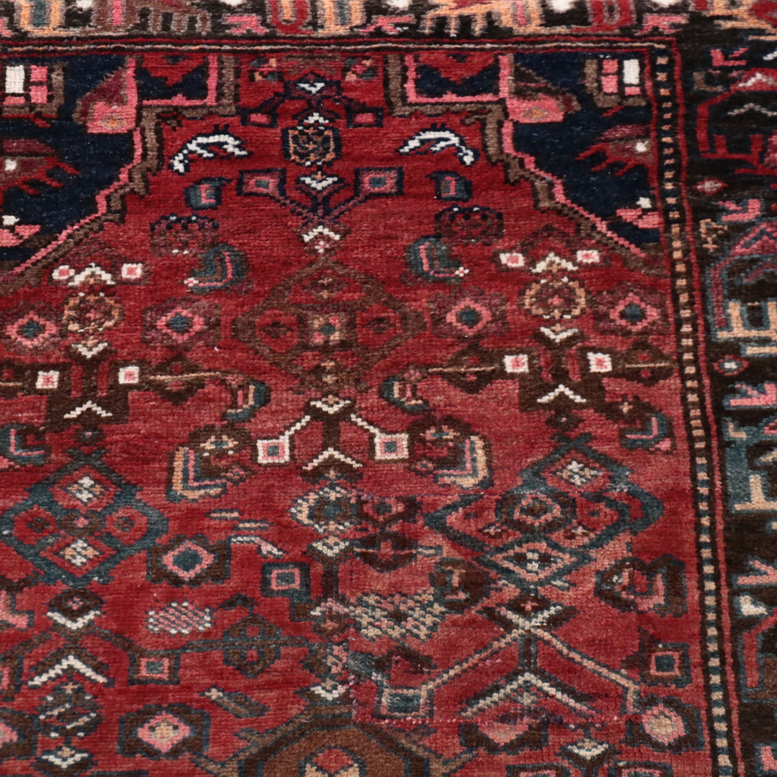 4'2 x 8'1 Hand-Knotted Persian Hamadan Area Rug